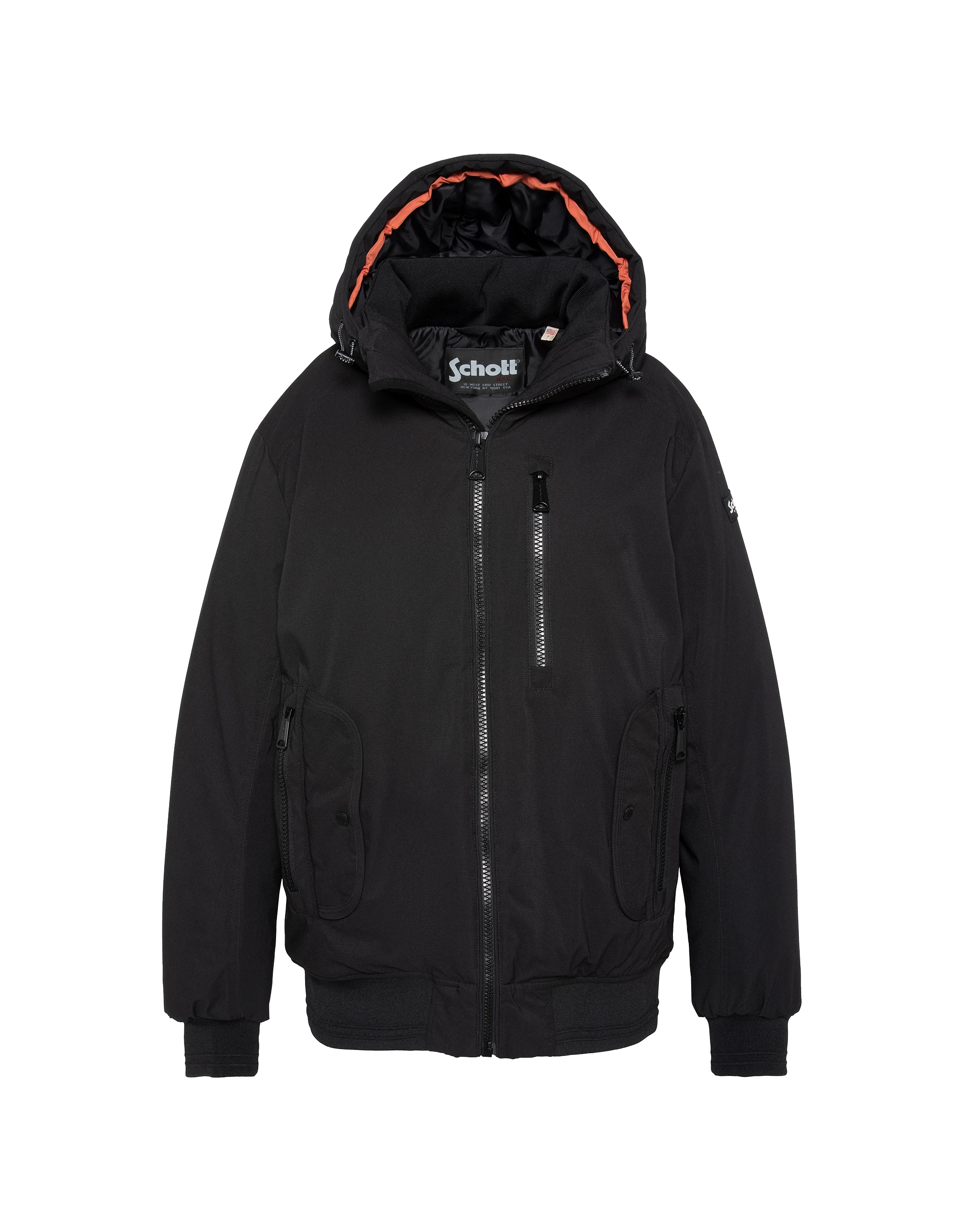 Blouson noir à capuche avec plastron amovible-2