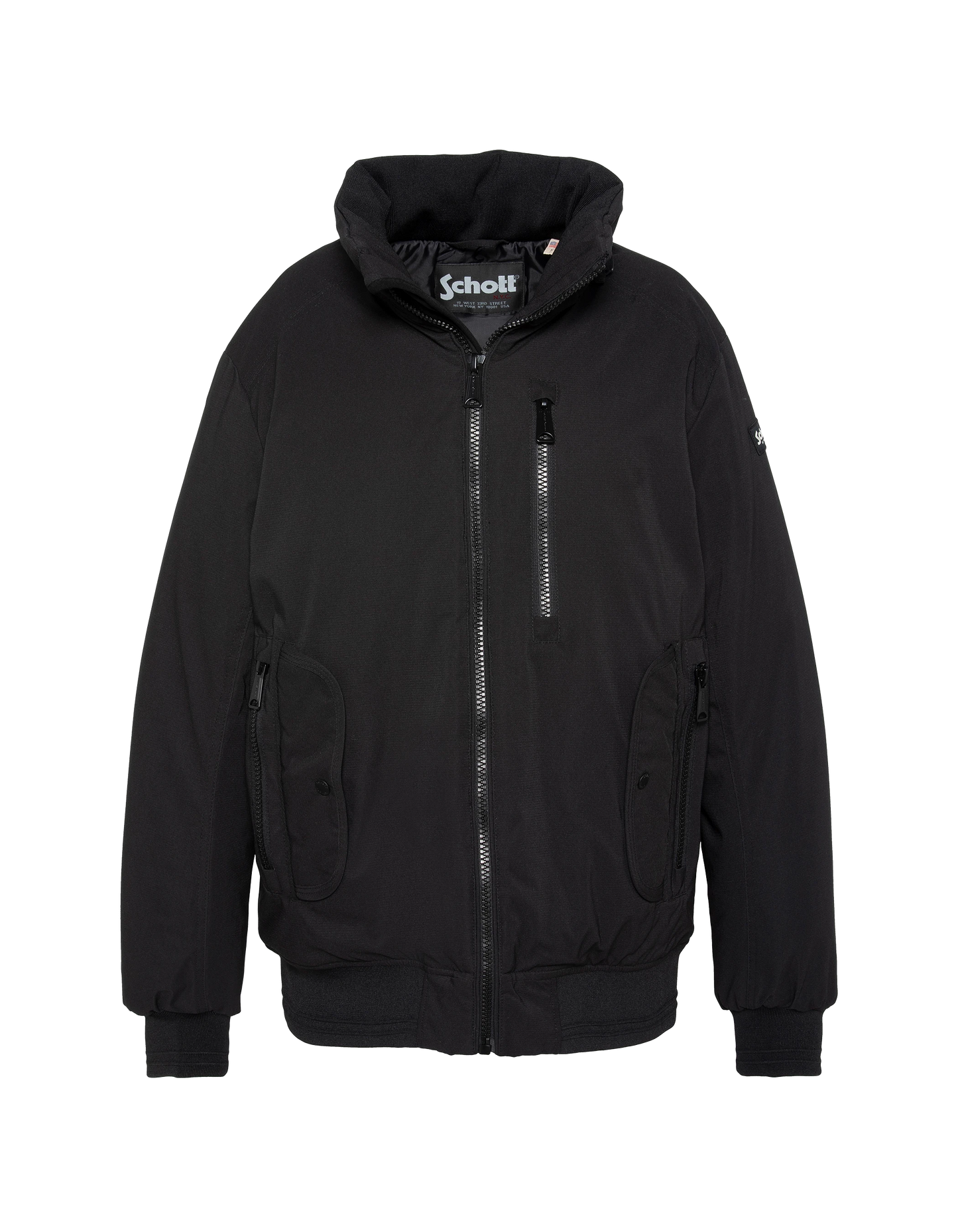 Blouson noir à capuche avec plastron amovible