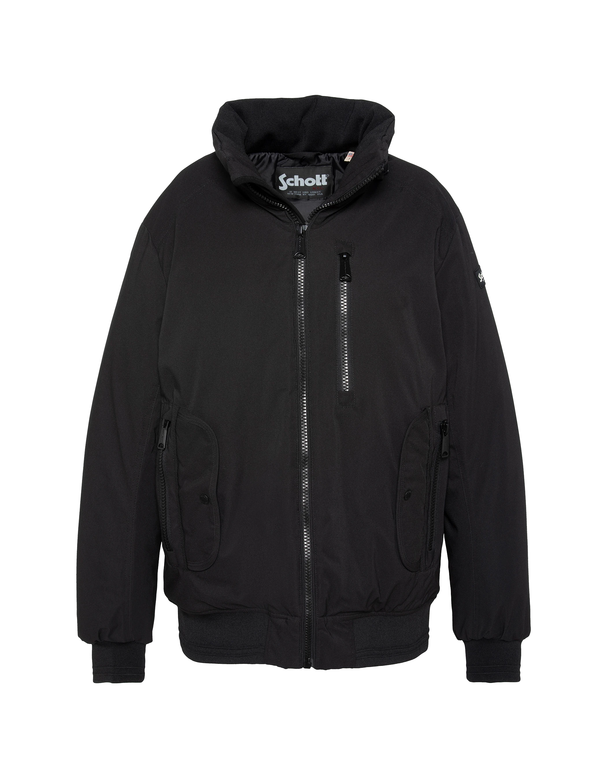 Blouson noir à capuche avec plastron amovible-5