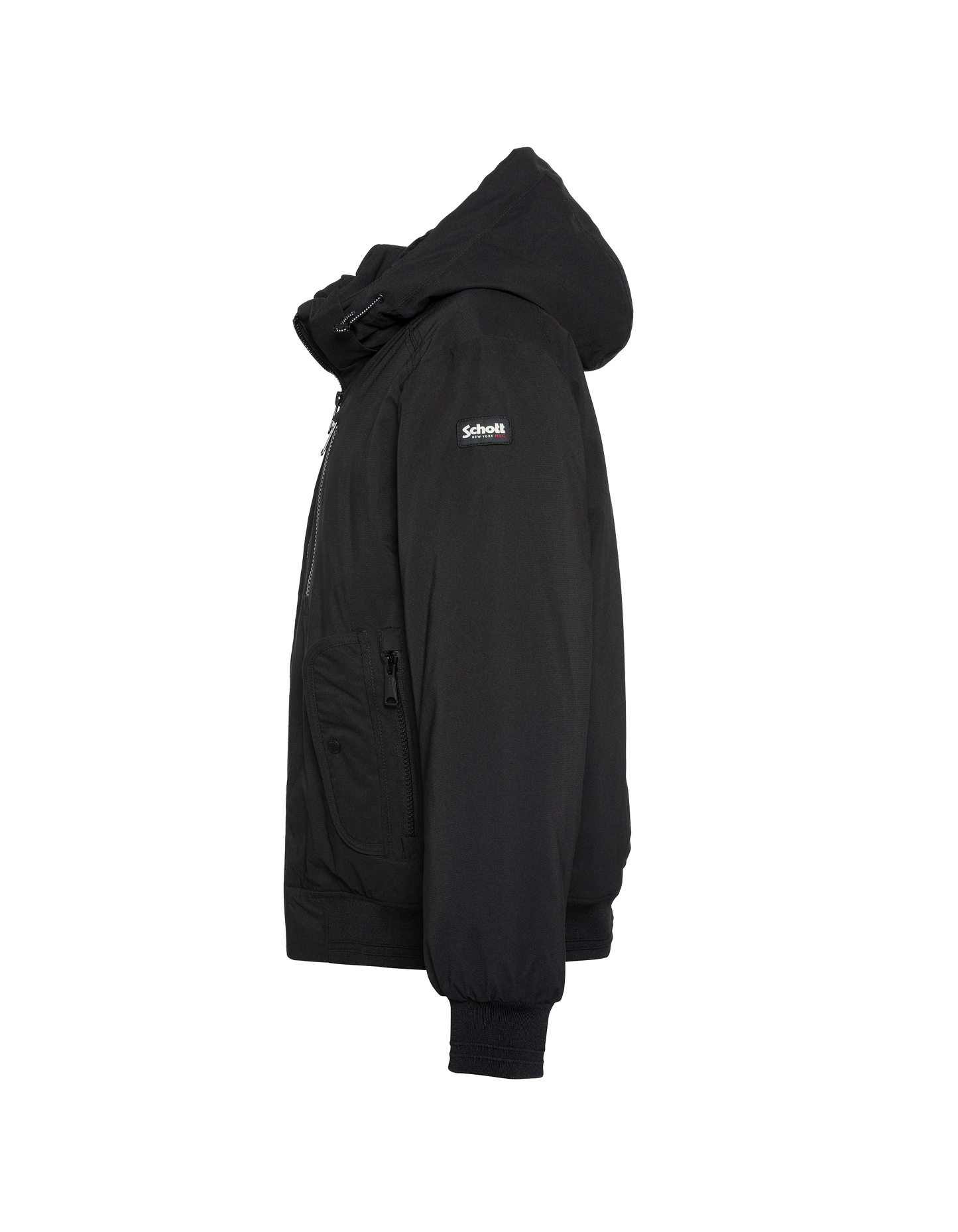 Blouson noir à capuche avec plastron amovible
