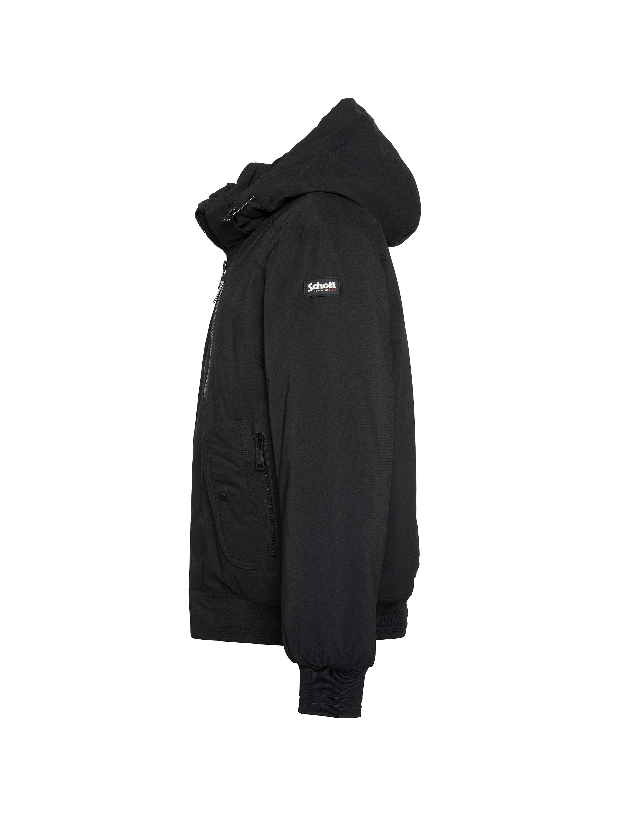 Blouson noir à capuche avec plastron amovible-6