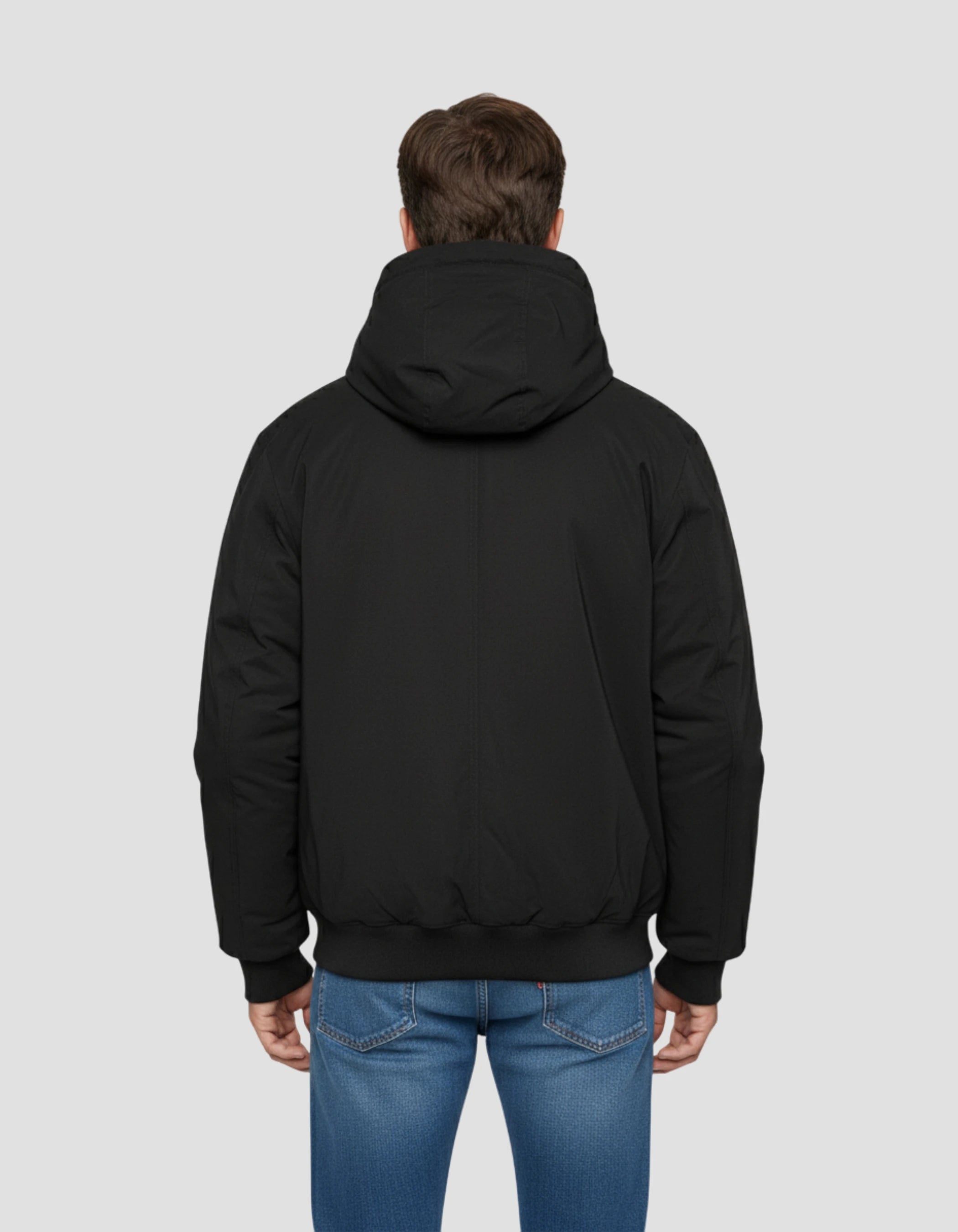 Blouson noir à capuche avec plastron amovible-4