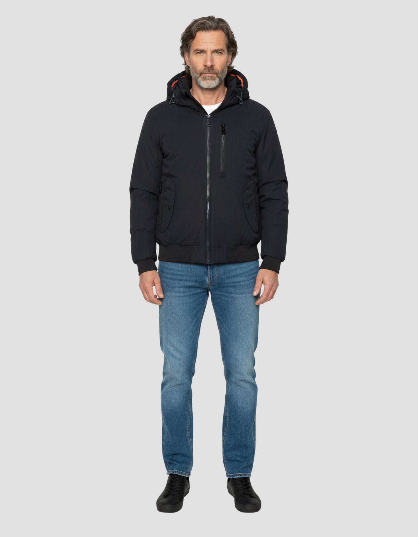 Kapuze -Marinejacke mit abnehmbarem Plastron