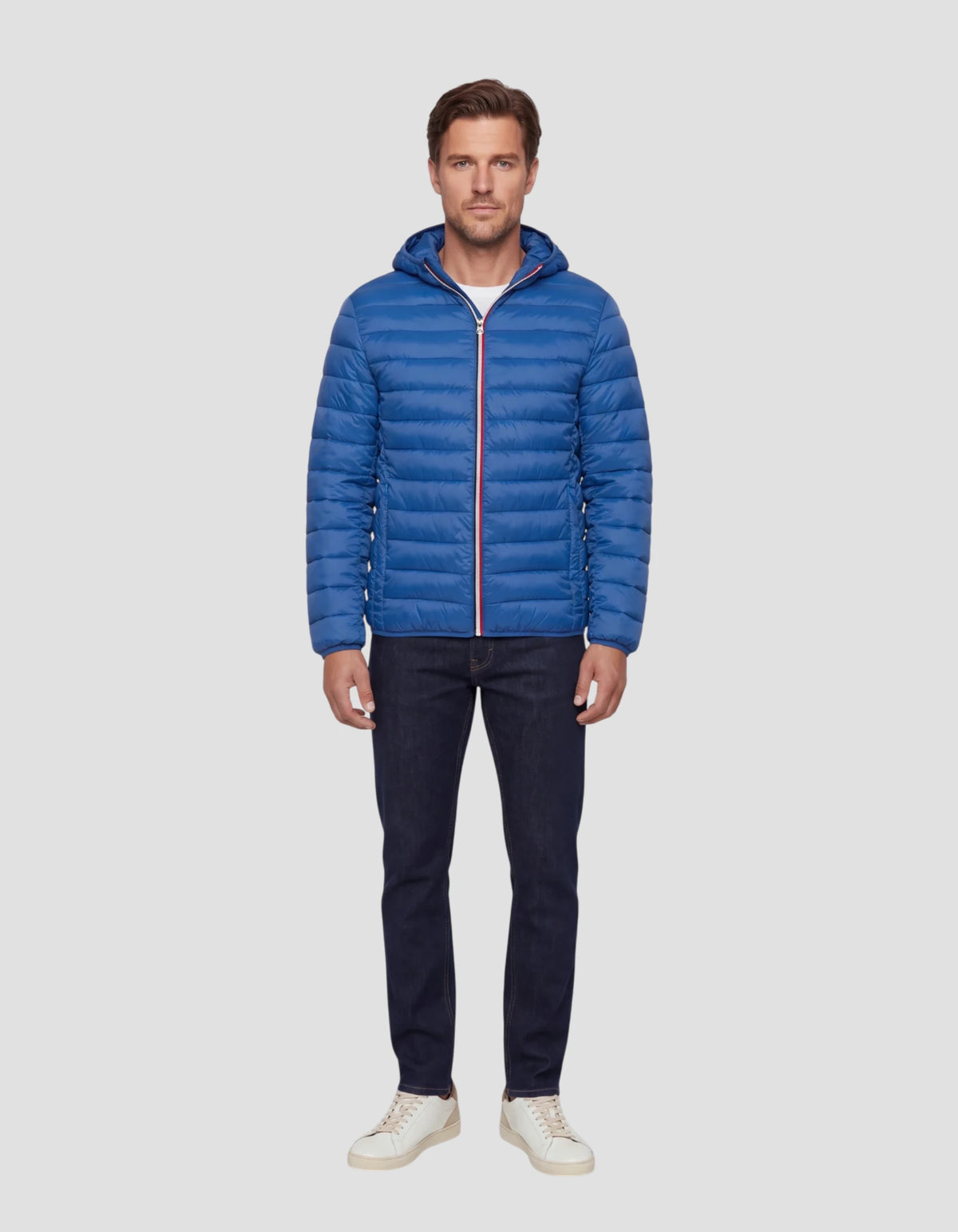 Doudoune à capuche cobalt ultralégère-1