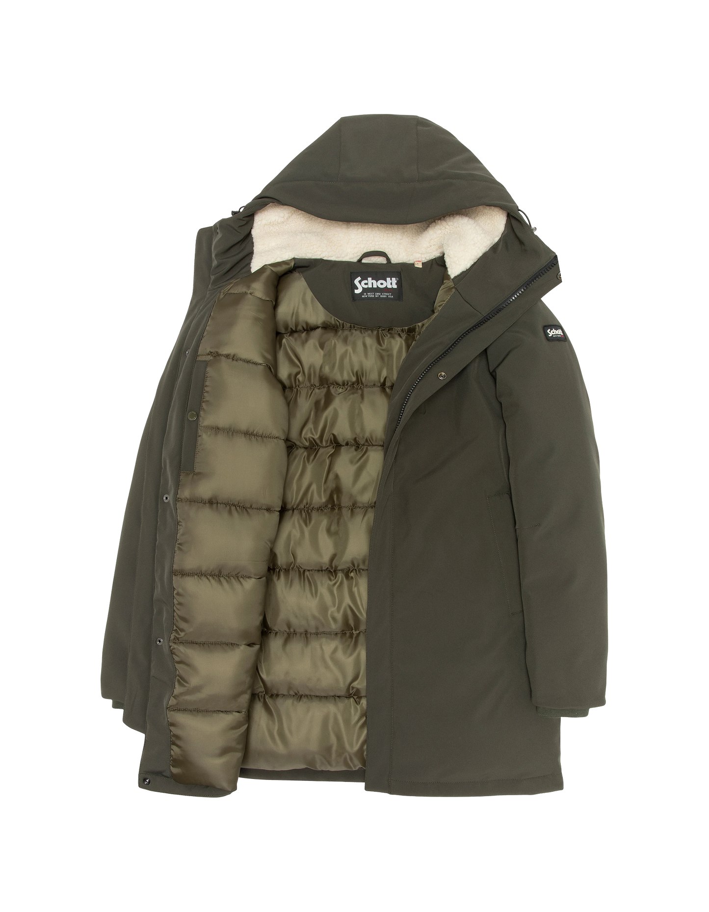 Parka kaki foncé multipoches à capuche