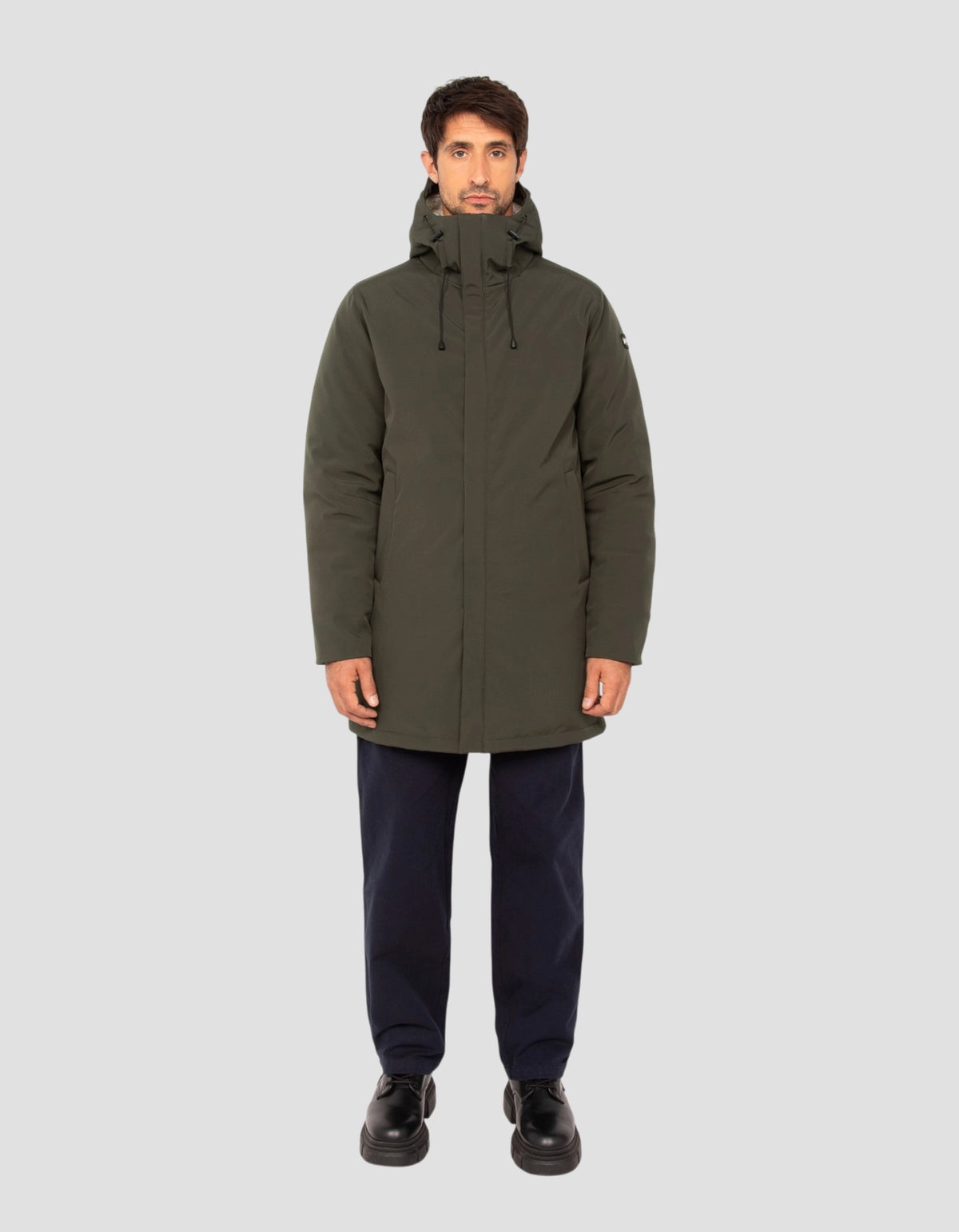 Parka kaki foncé multipoches à capuche