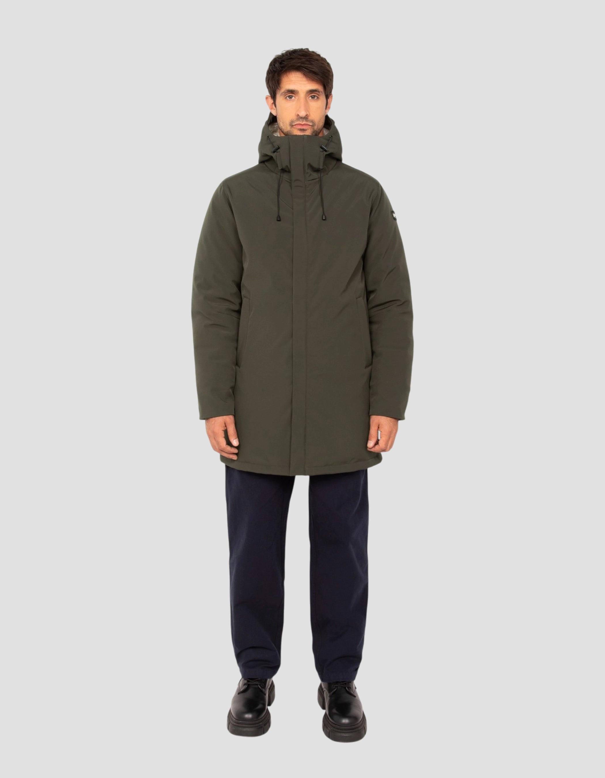 Parka kaki foncé multipoches à capuche-1