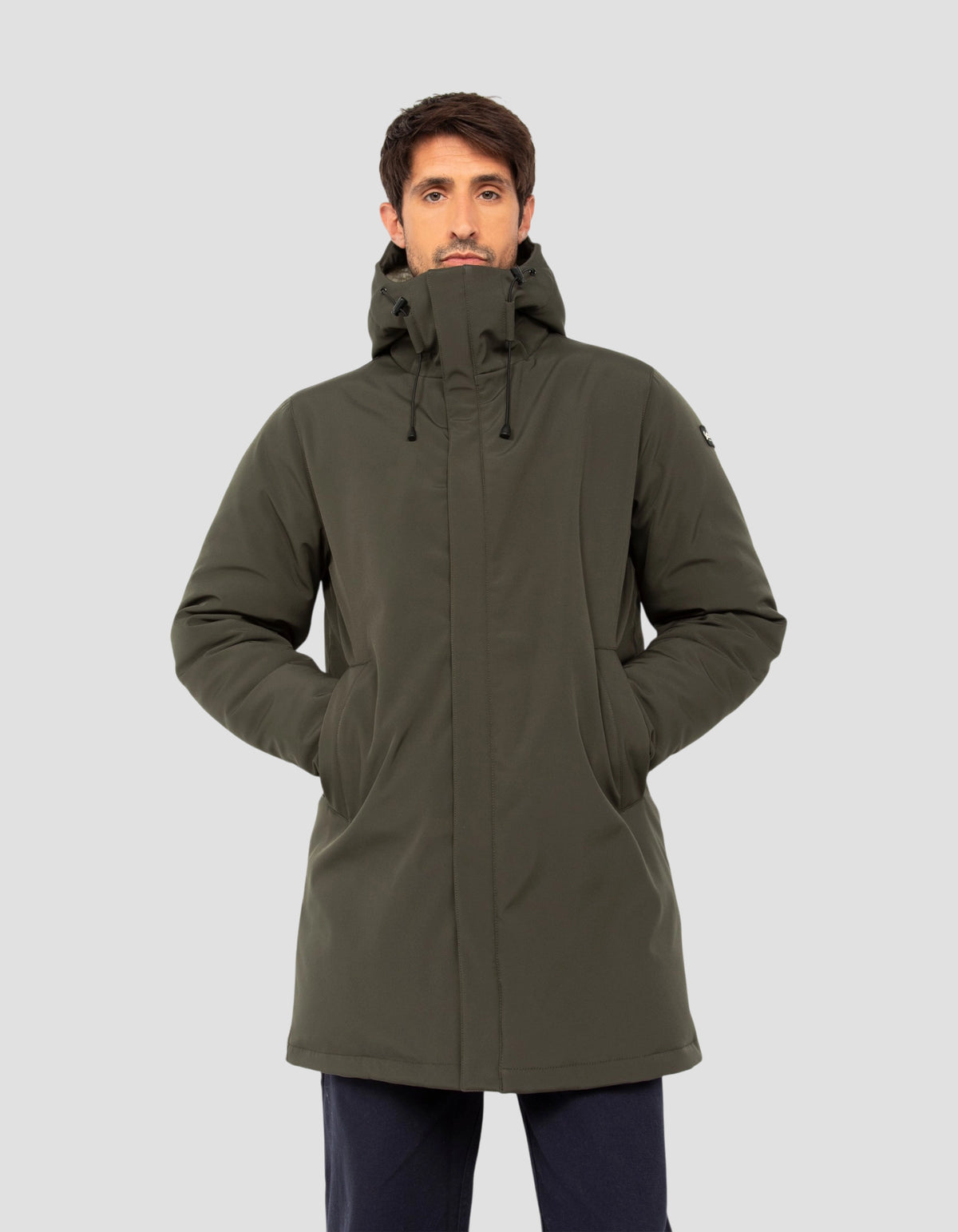 Parka kaki foncé multipoches à capuche-3