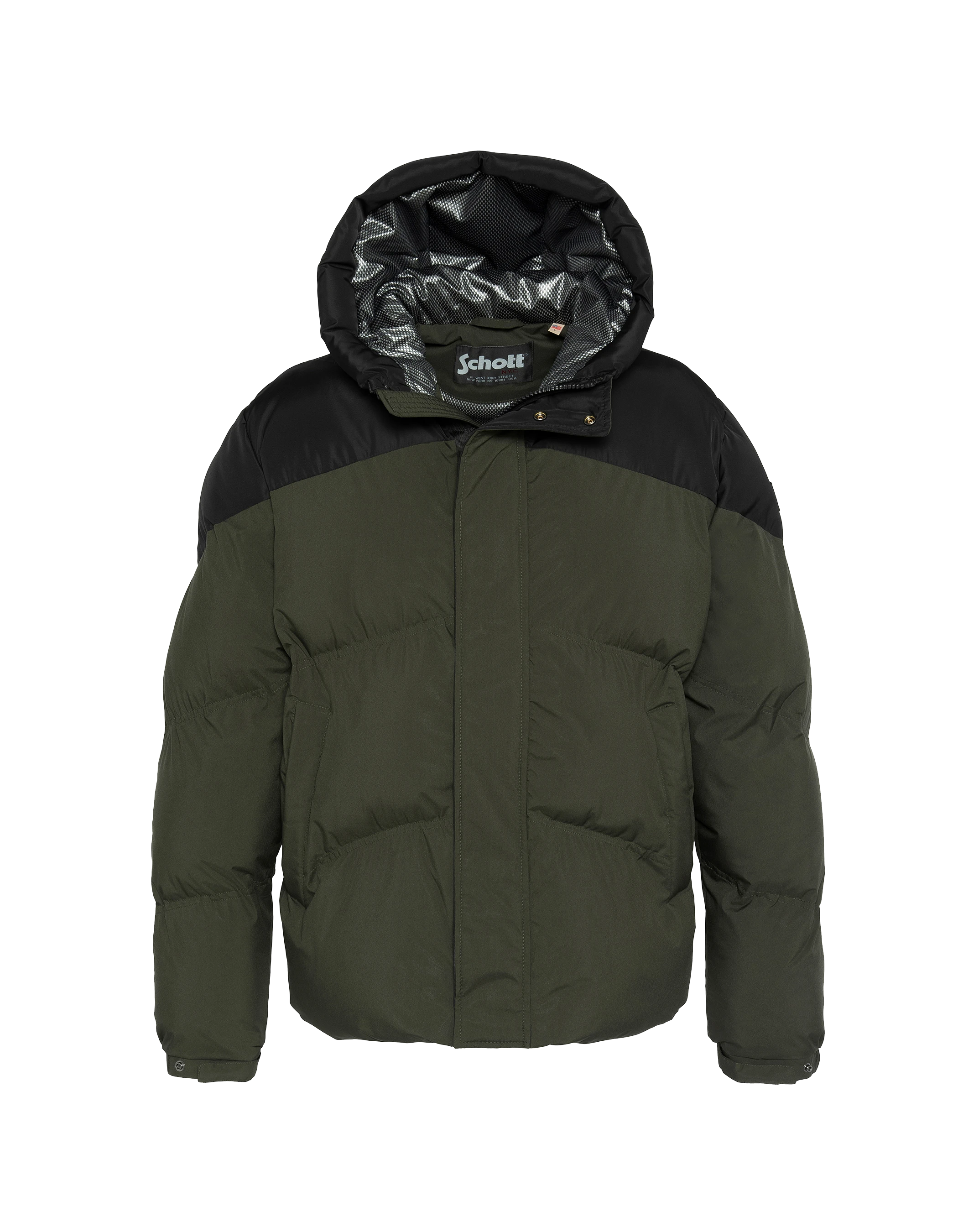 Leichte Khaki und schwarze Jacke mit Kapuze mit Kapuze-2