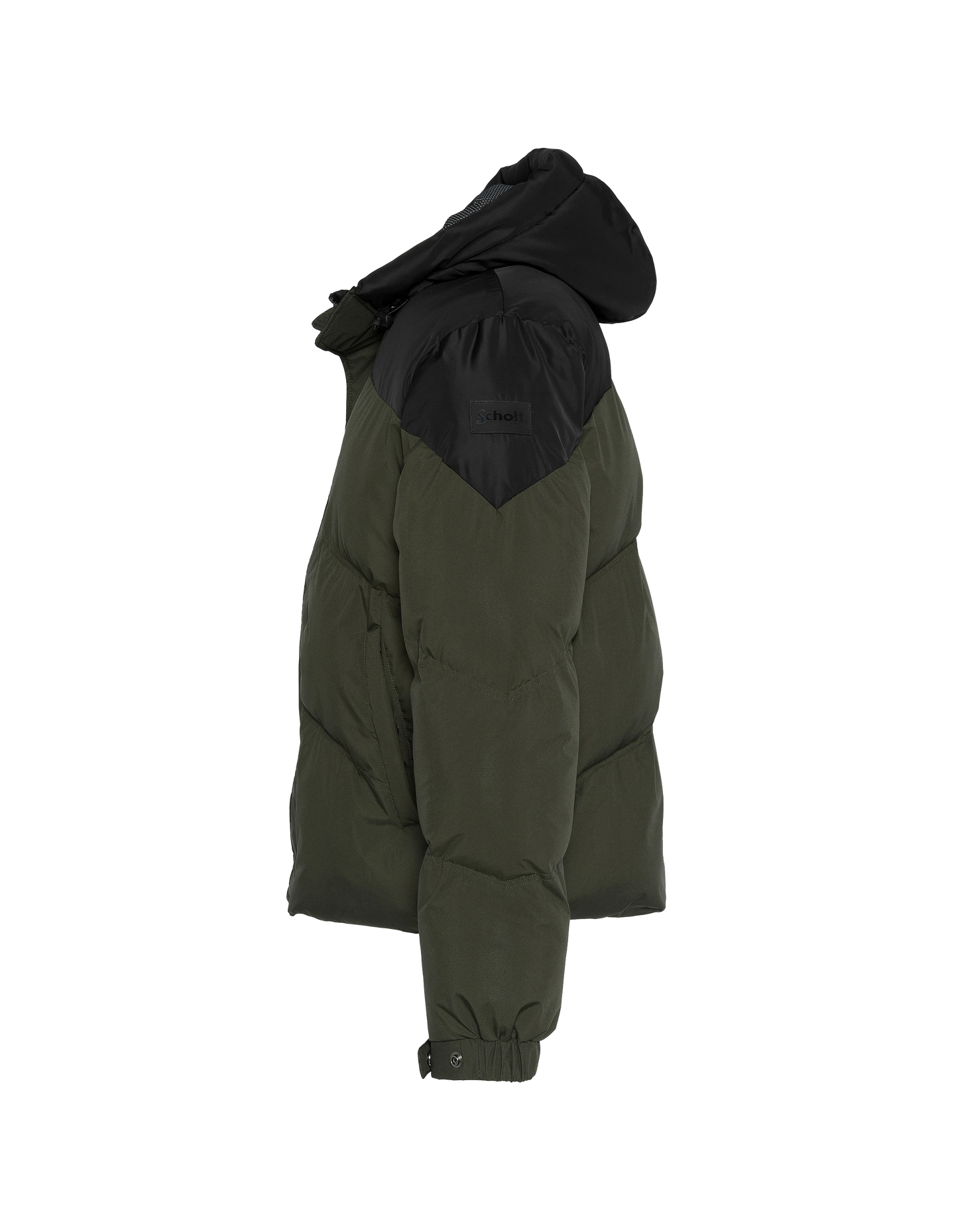 Leichte Khaki und schwarze Jacke mit Kapuze mit Kapuze