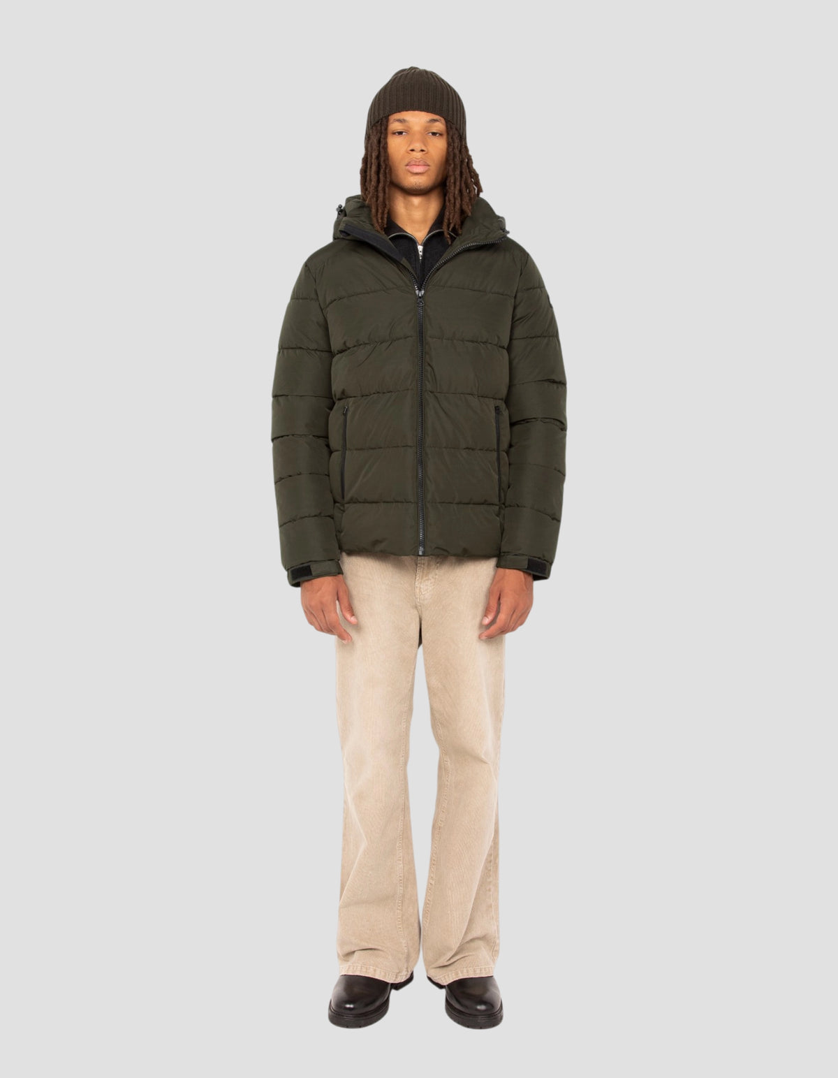 Anorak caqui oscuro con capucha-1