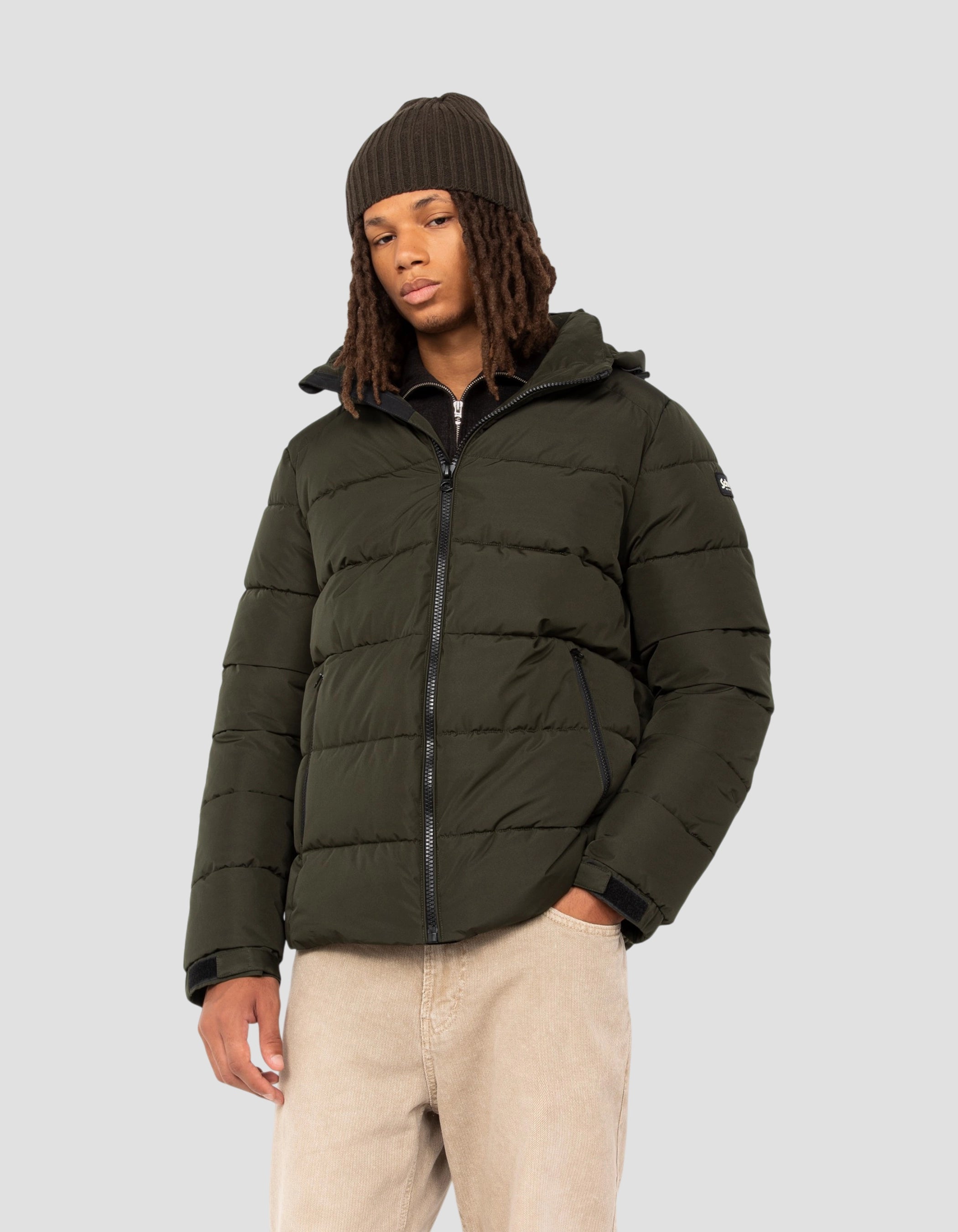 Anorak caqui oscuro con capucha-3