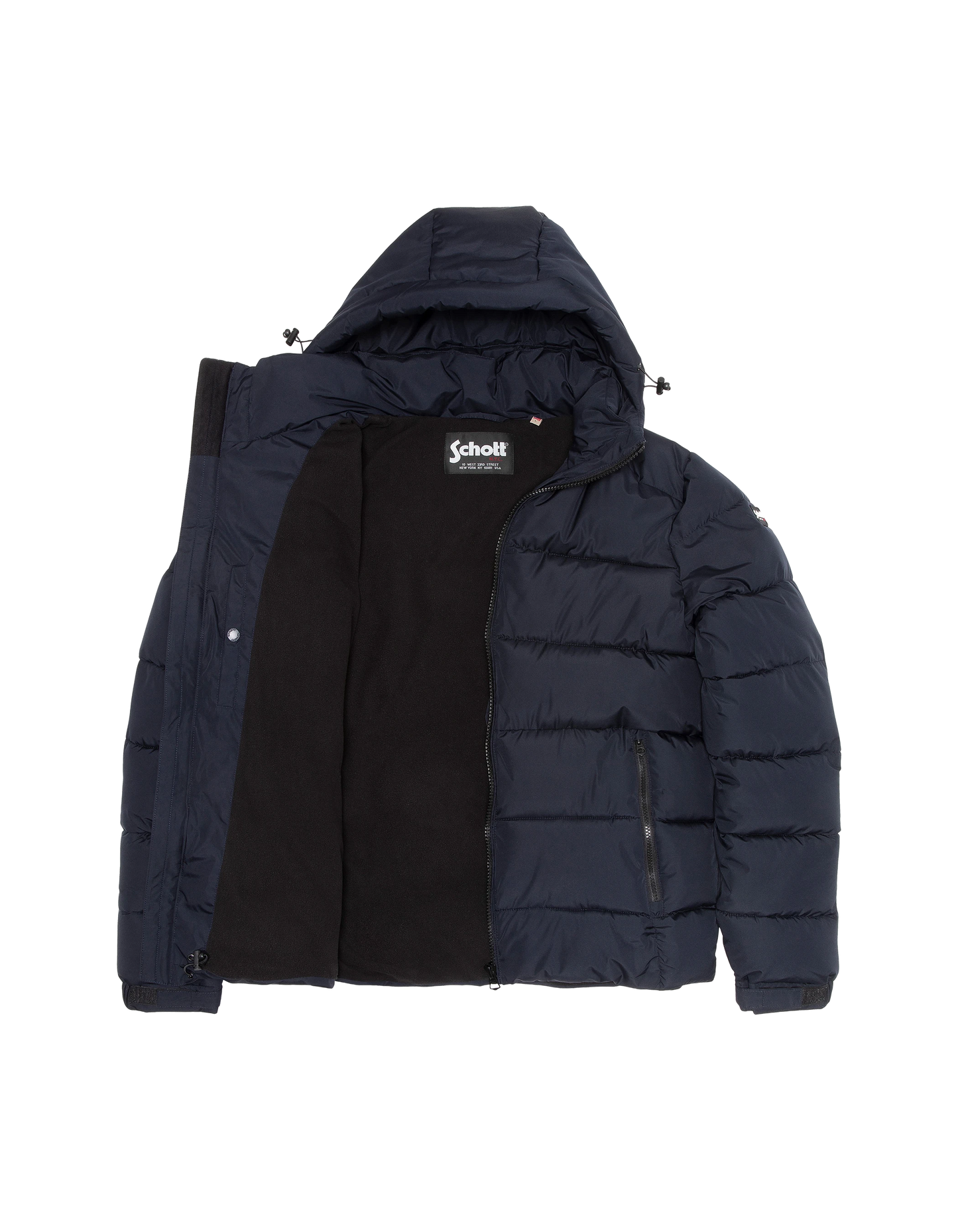 puffer jacket hooded dark navy blue
