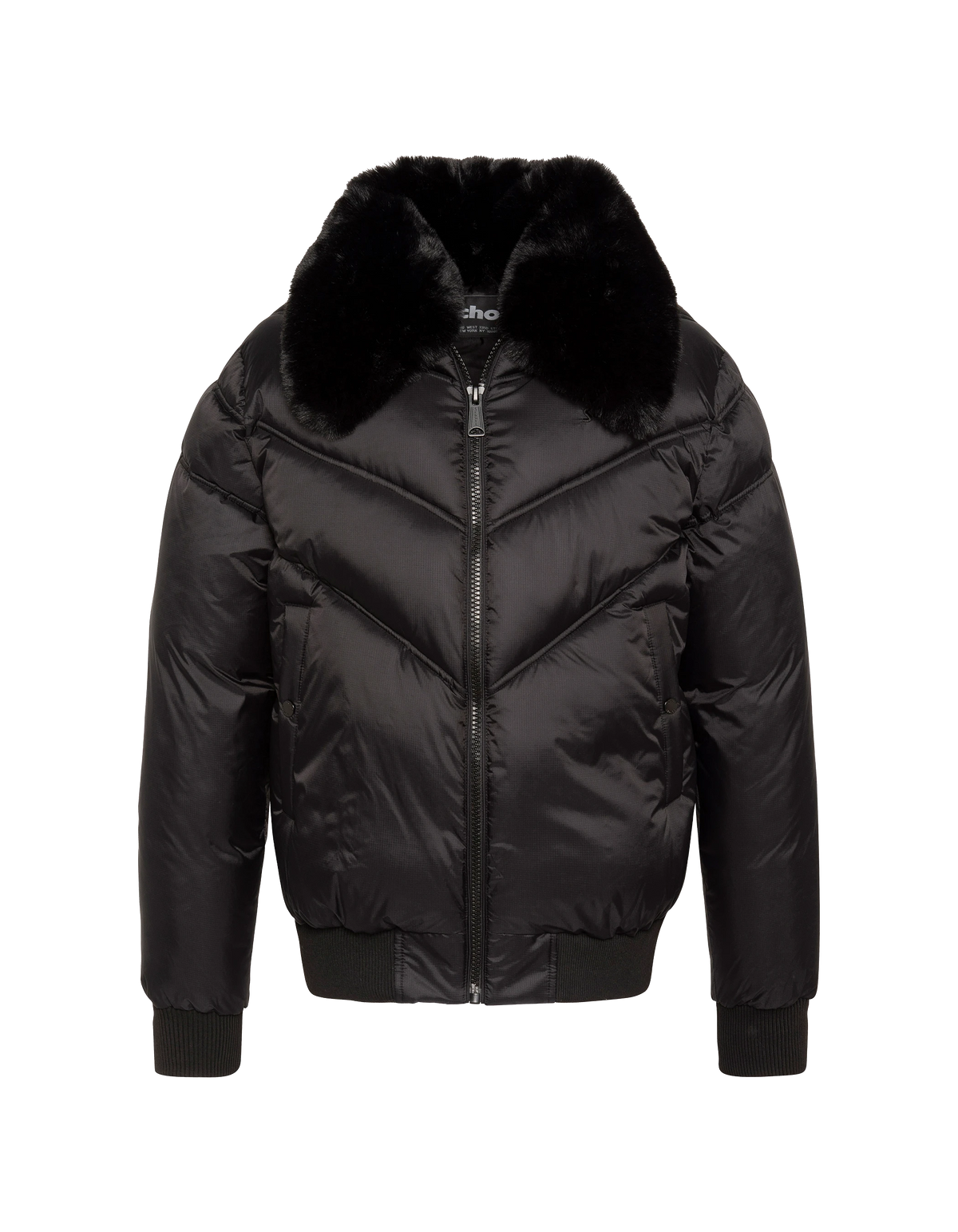 Doudoune urban noire avec col imitation fourrure