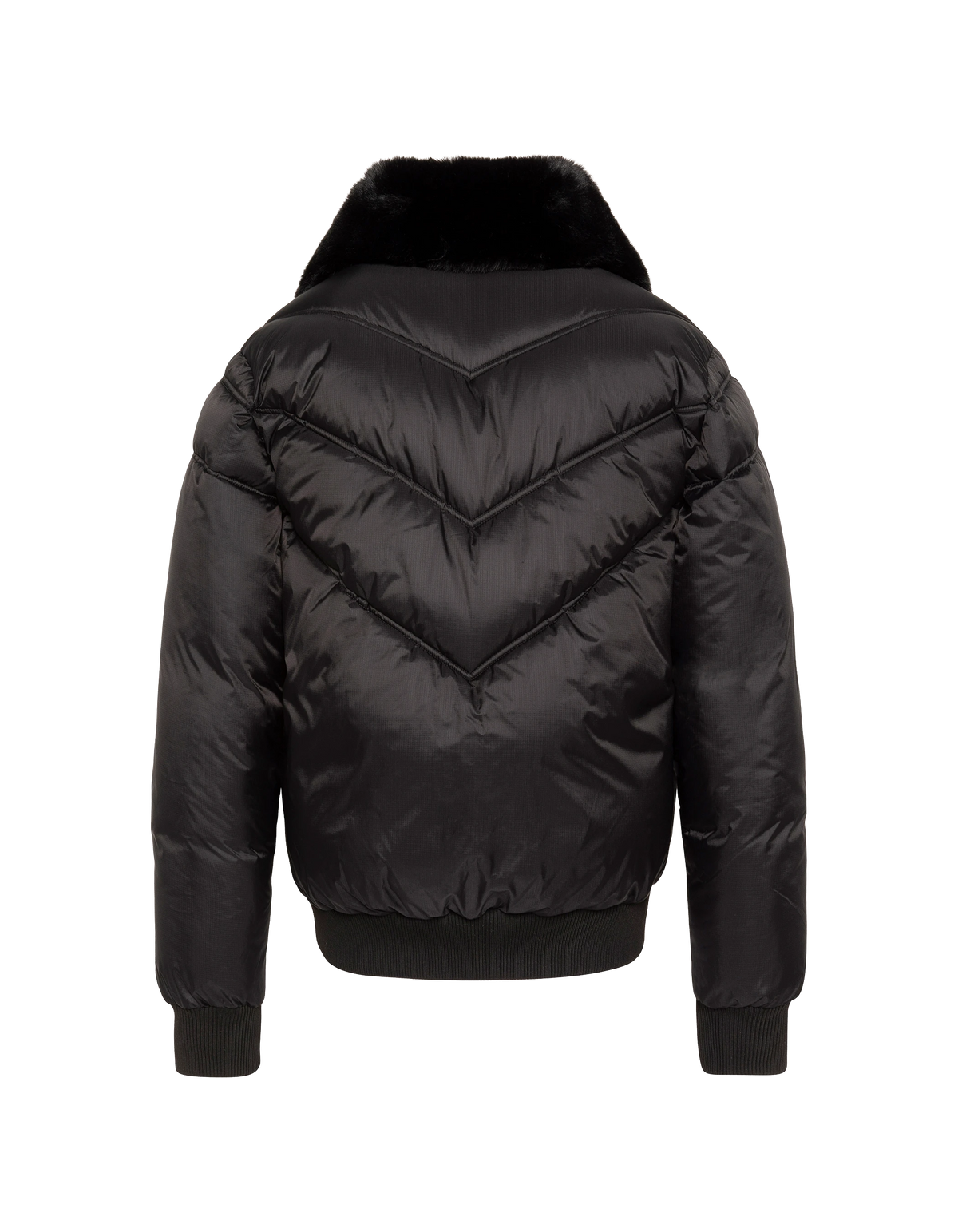 Doudoune urban noire avec col imitation fourrure