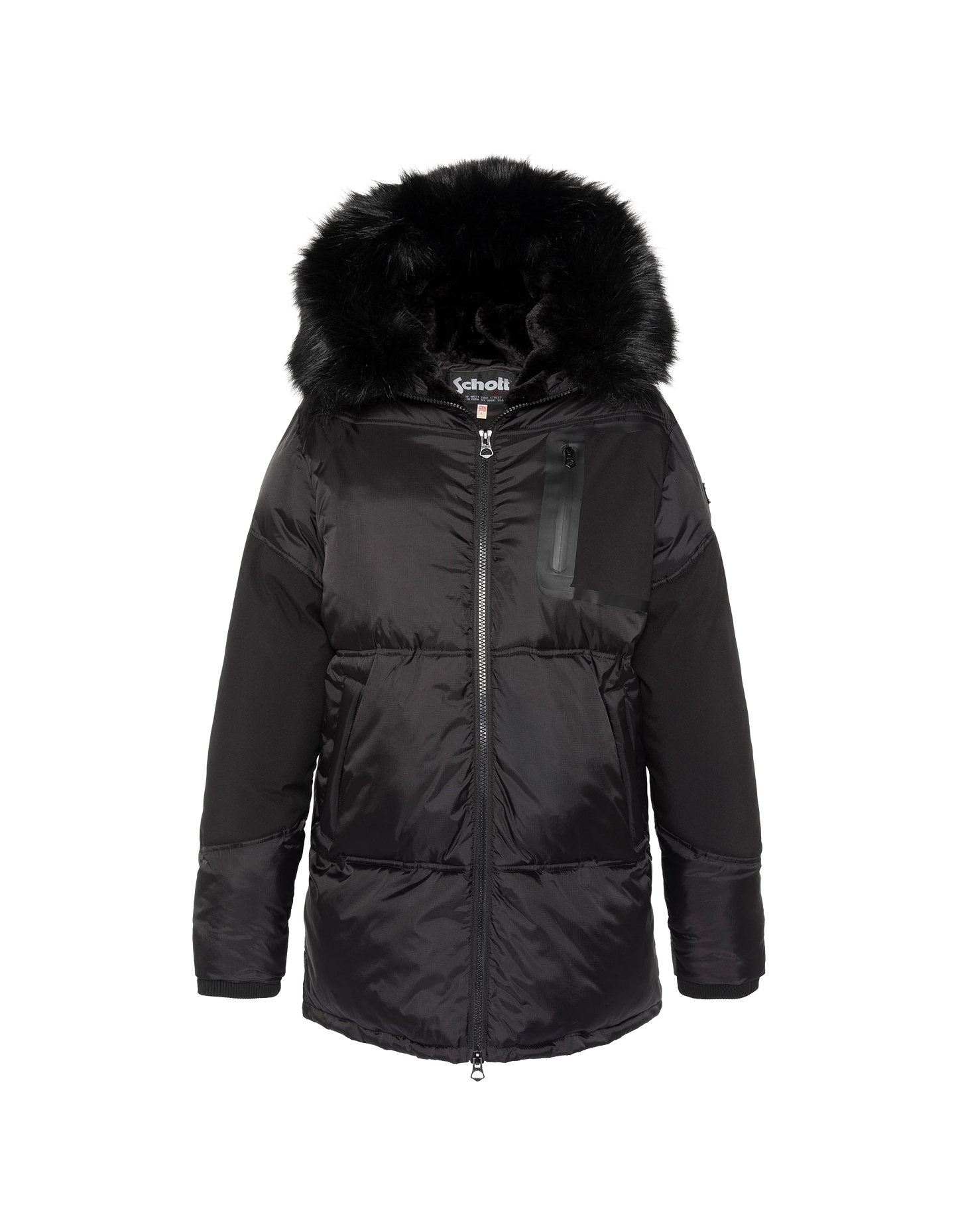 Parka aus zwei Materialien mit schwarzer Kapuze