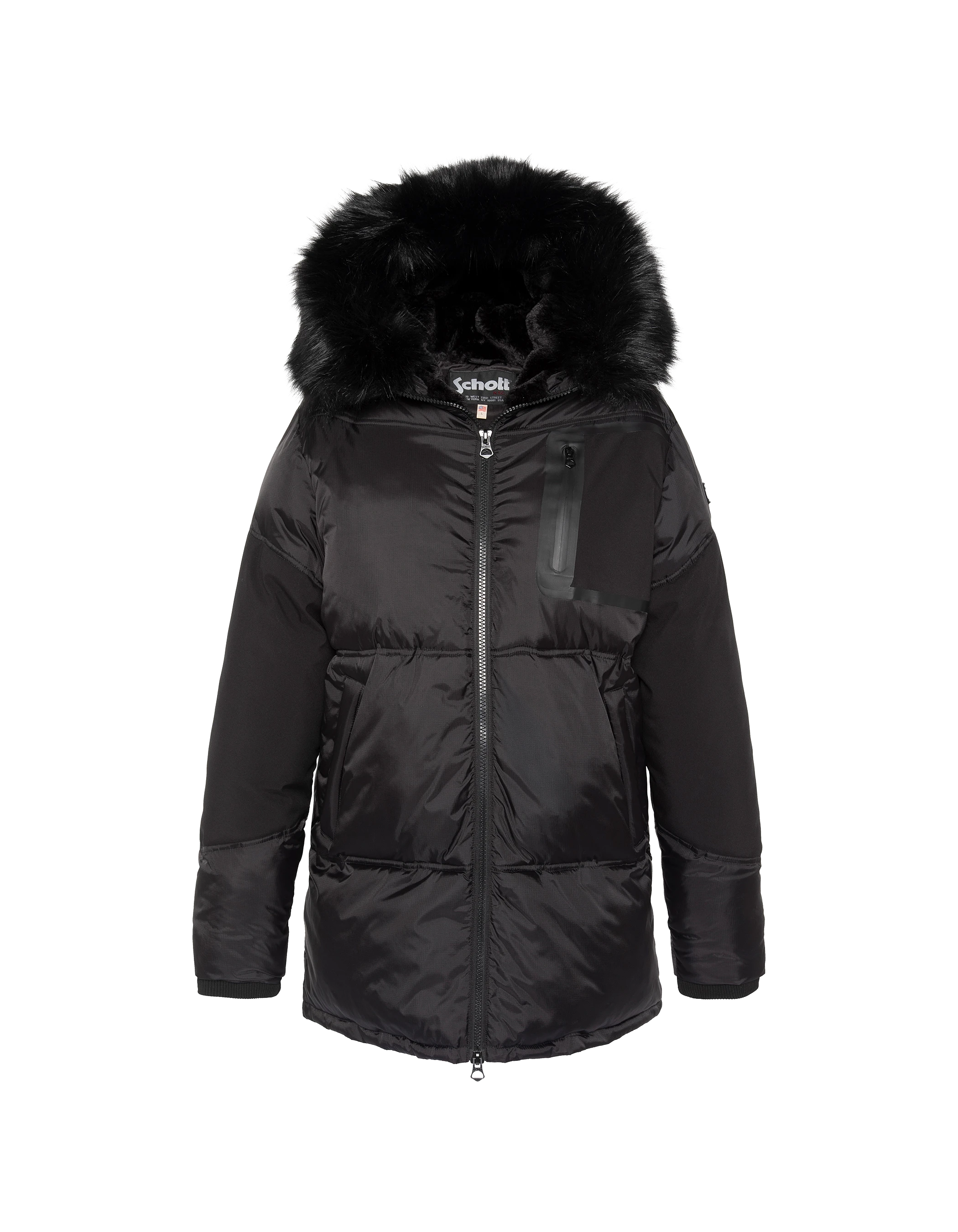 Parka aus zwei Materialien mit schwarzer Kapuze-2
