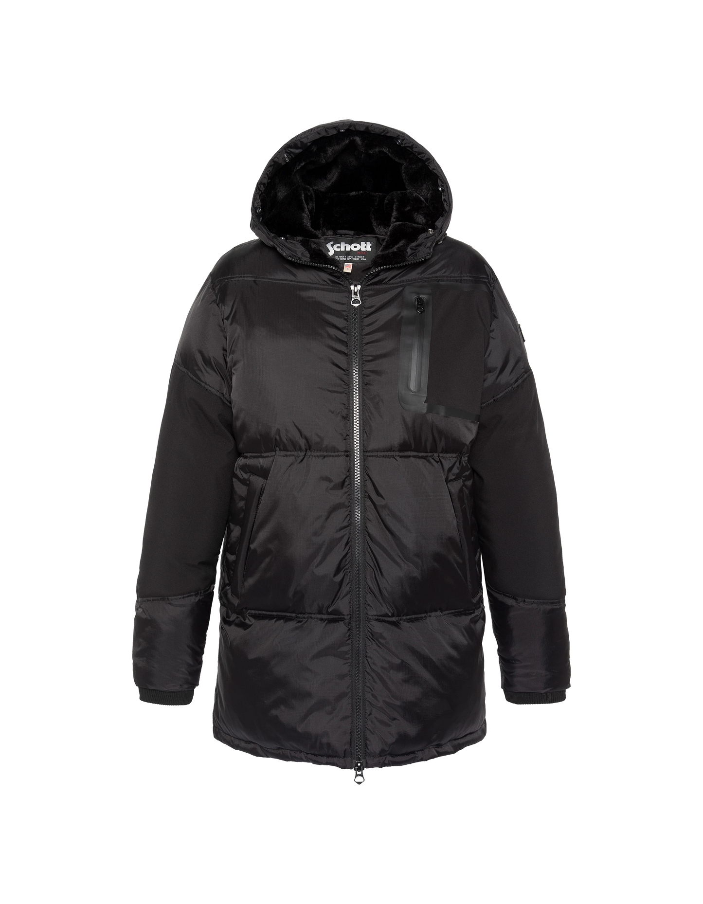 Parka aus zwei Materialien mit schwarzer Kapuze