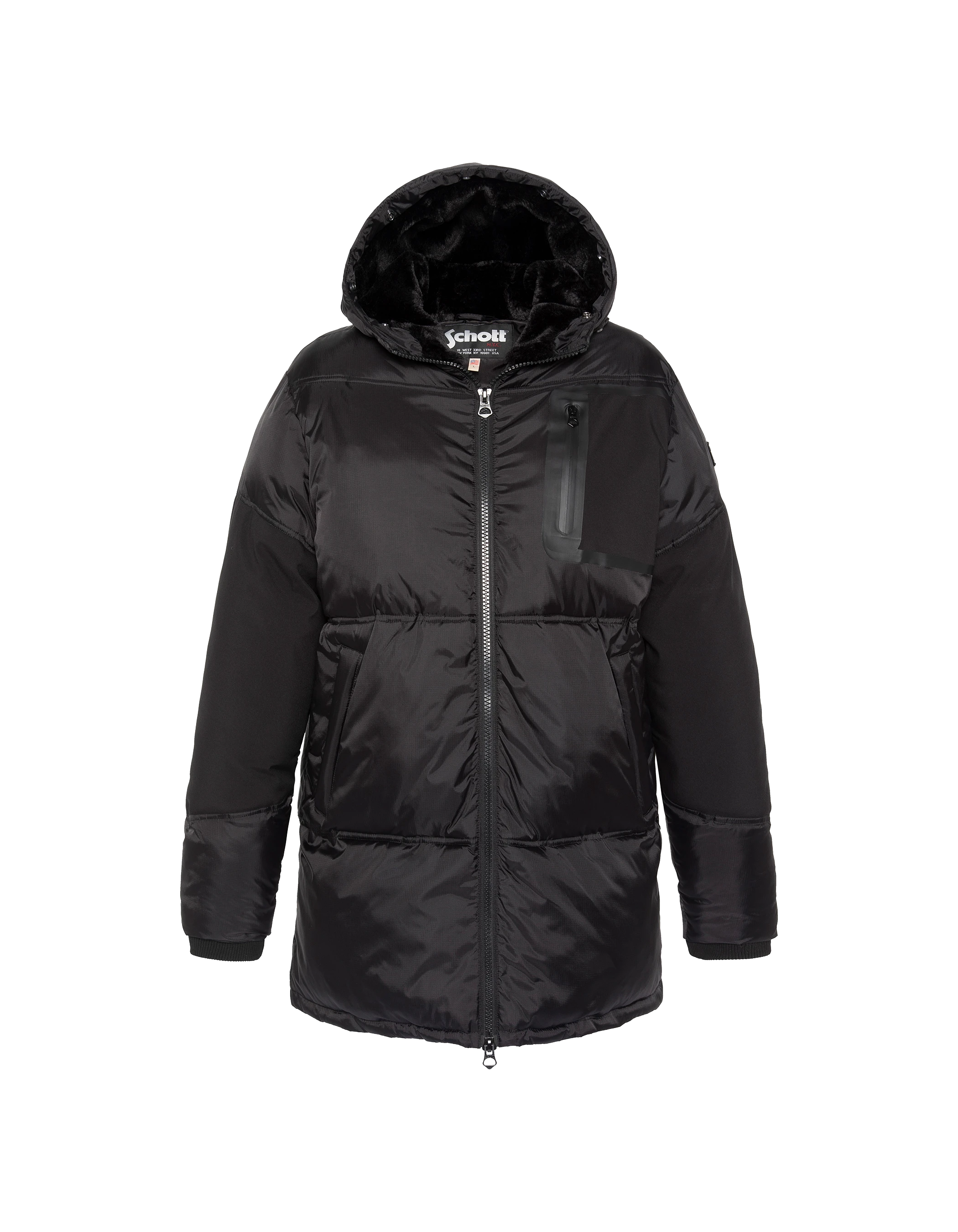 Parka aus zwei Materialien mit schwarzer Kapuze-7