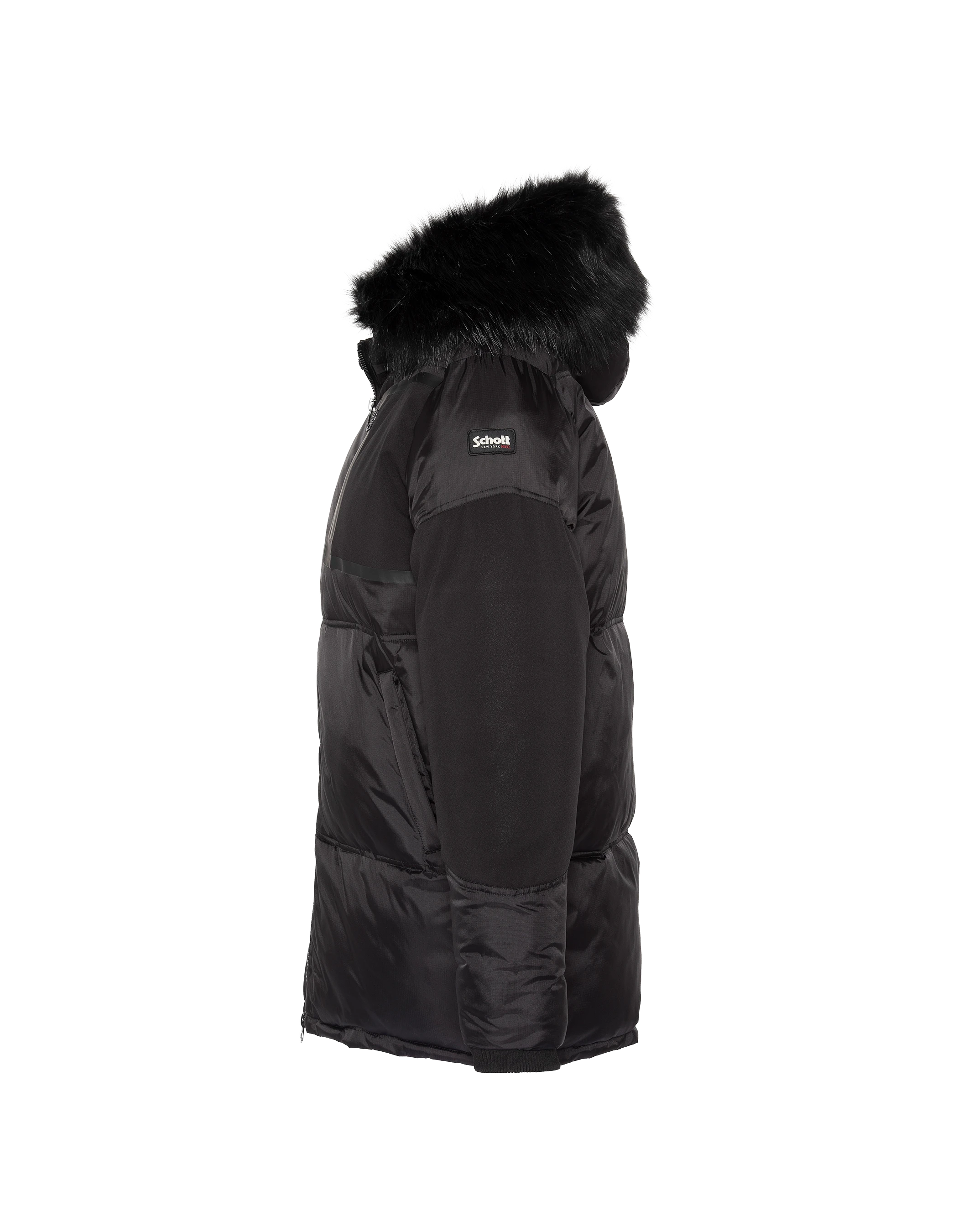 Parka aus zwei Materialien mit schwarzer Kapuze-8