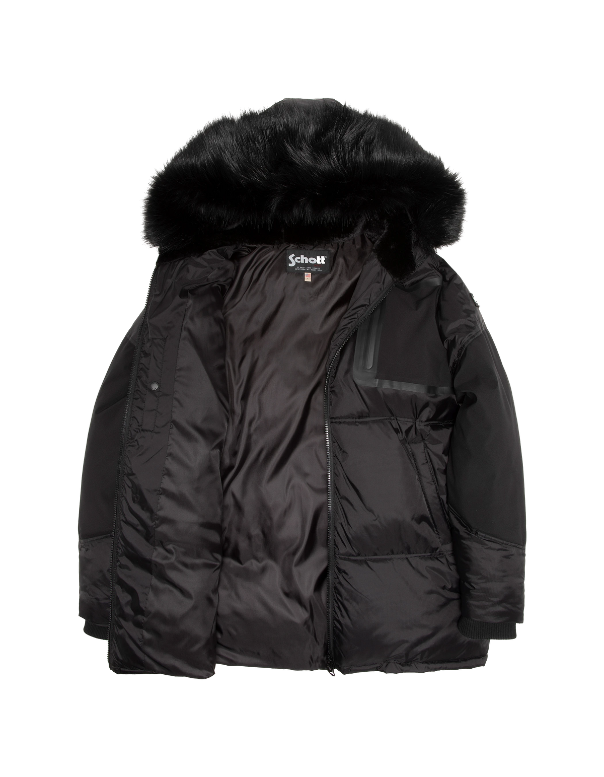 Parka aus zwei Materialien mit schwarzer Kapuze-9