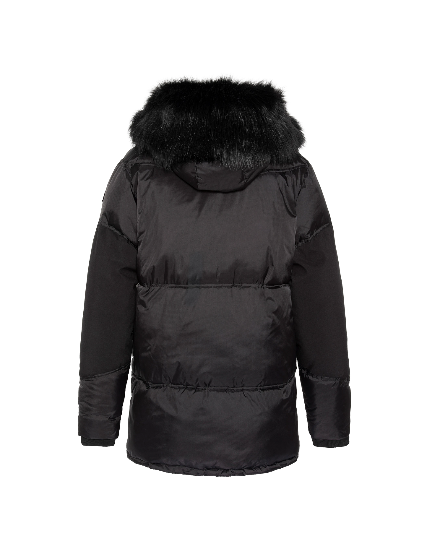 Parka aus zwei Materialien mit schwarzer Kapuze