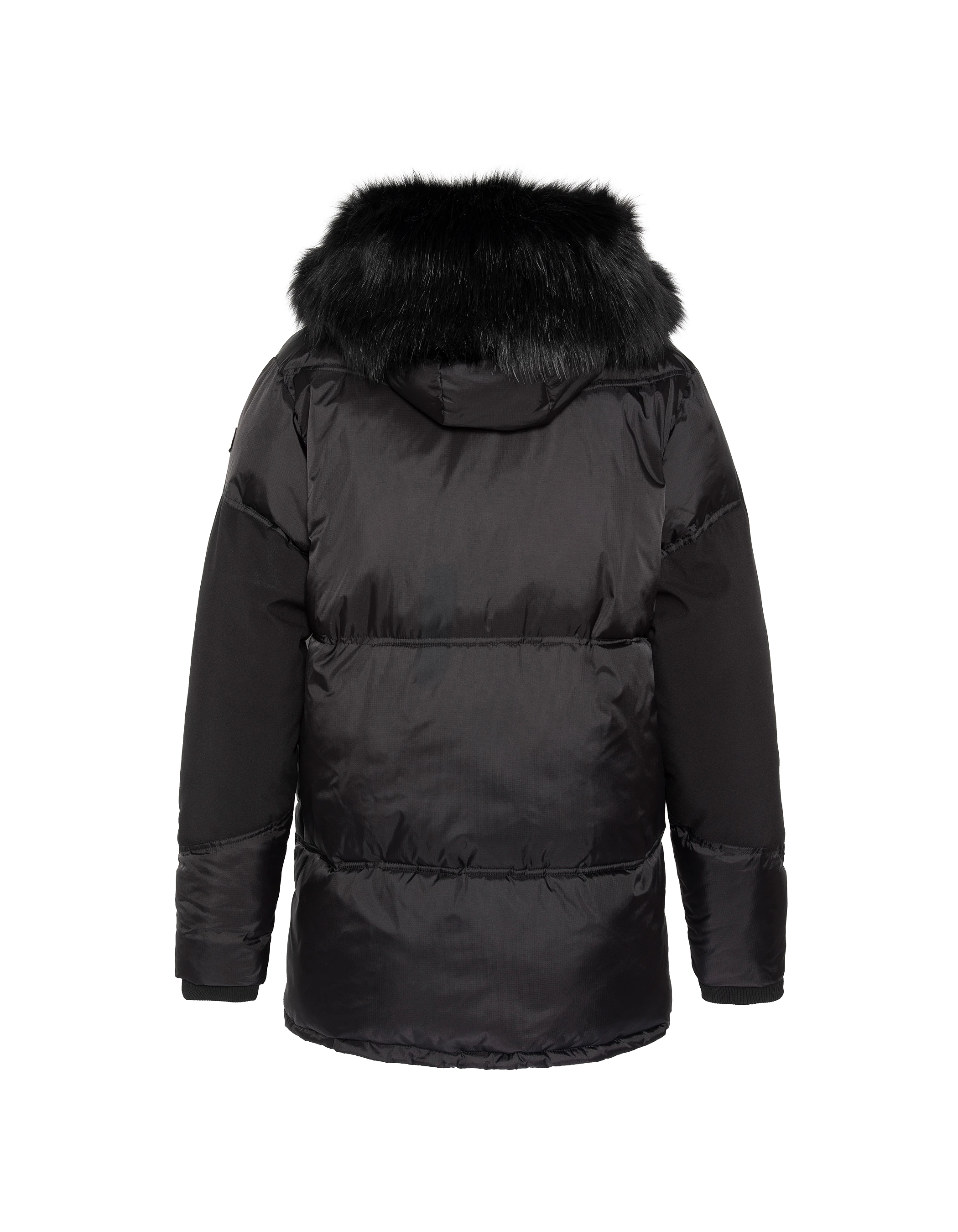 Parka aus zwei Materialien mit schwarzer Kapuze-10