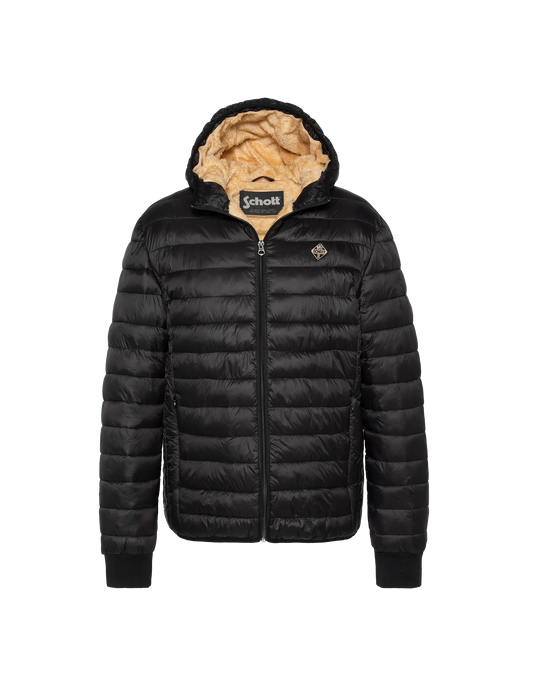 Chaqueta negra con cuello de piel sintética extraíble
