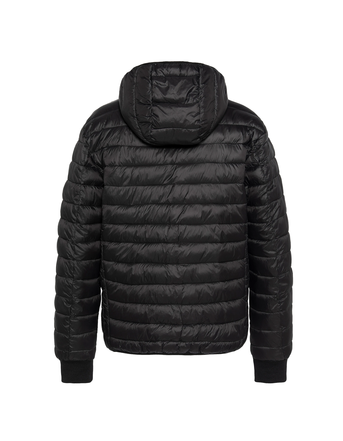 Schwarze Down -Jacke mit abnehmbarem Kunstpelzkragen