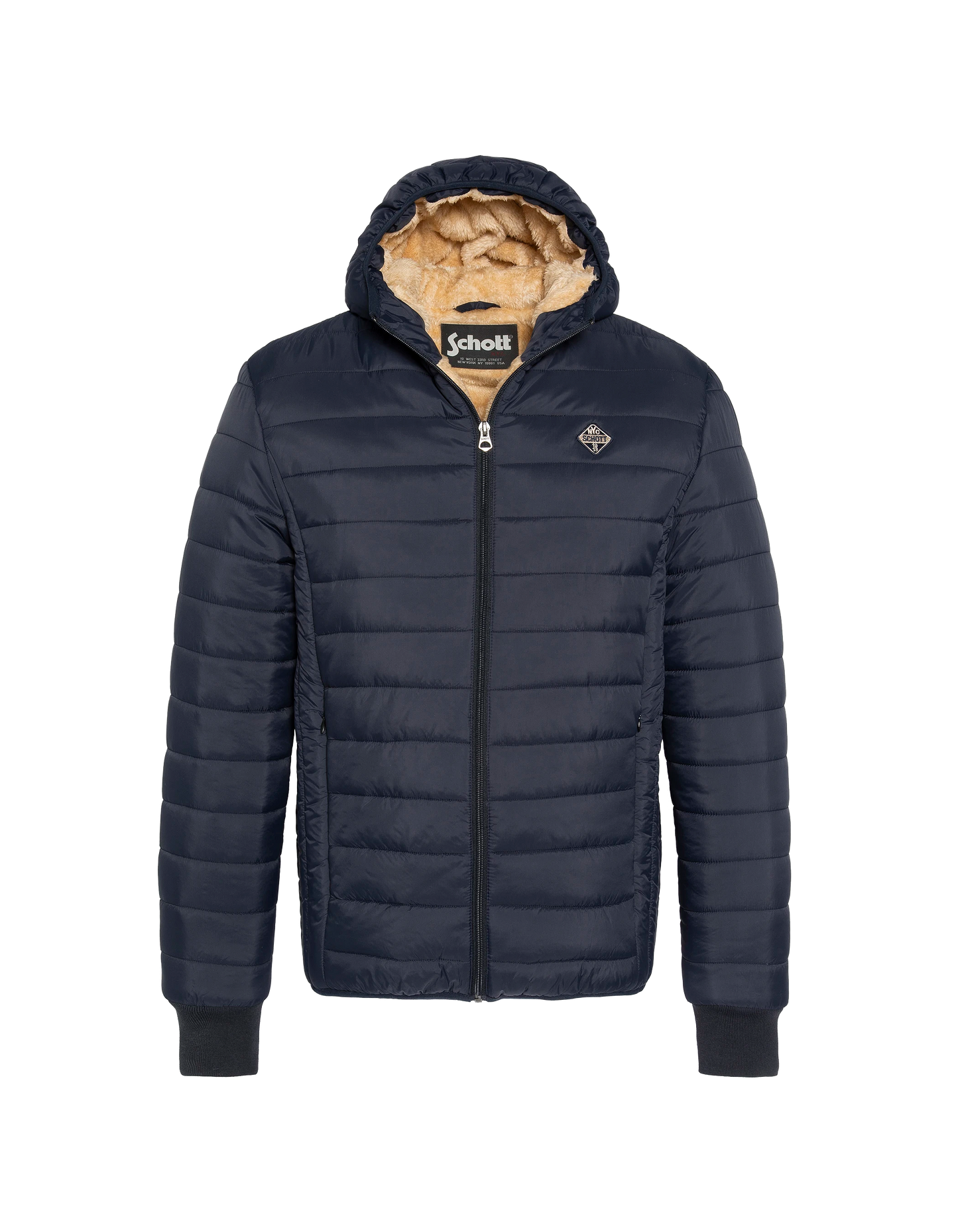 Marineblaue Jacke mit abnehmbarem Kunstpelzkragen