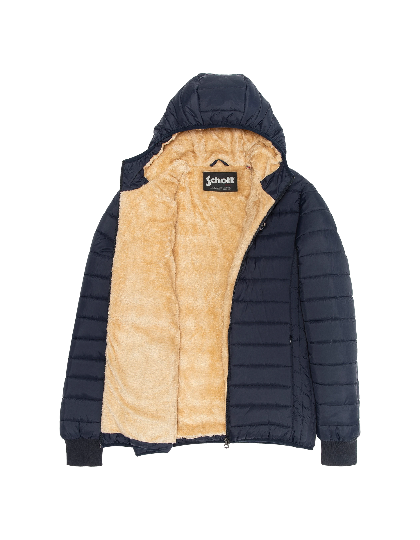 Marineblaue Jacke mit abnehmbarem Kunstpelzkragen