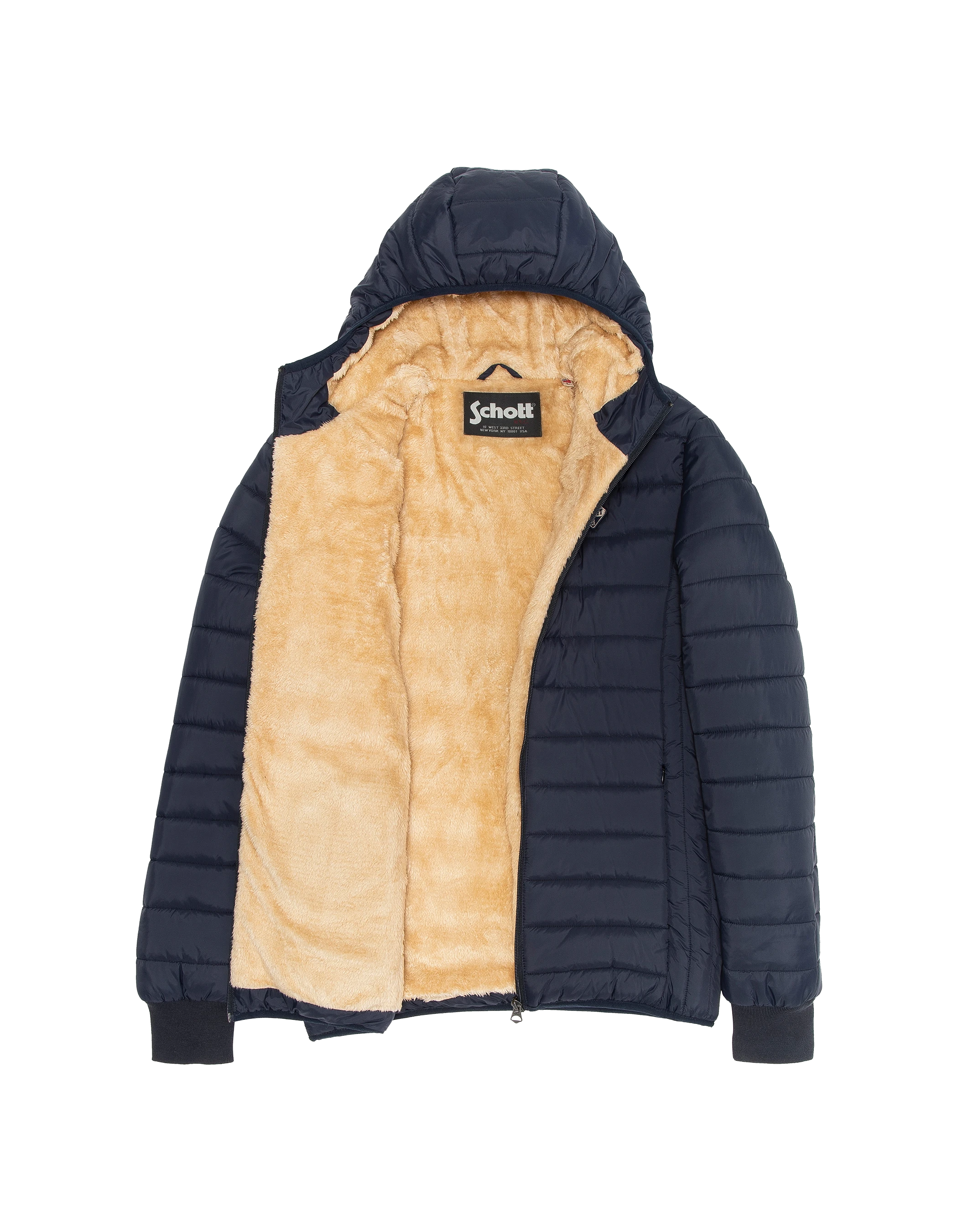 Marineblaue Jacke mit abnehmbarem Kunstpelzkragen-5