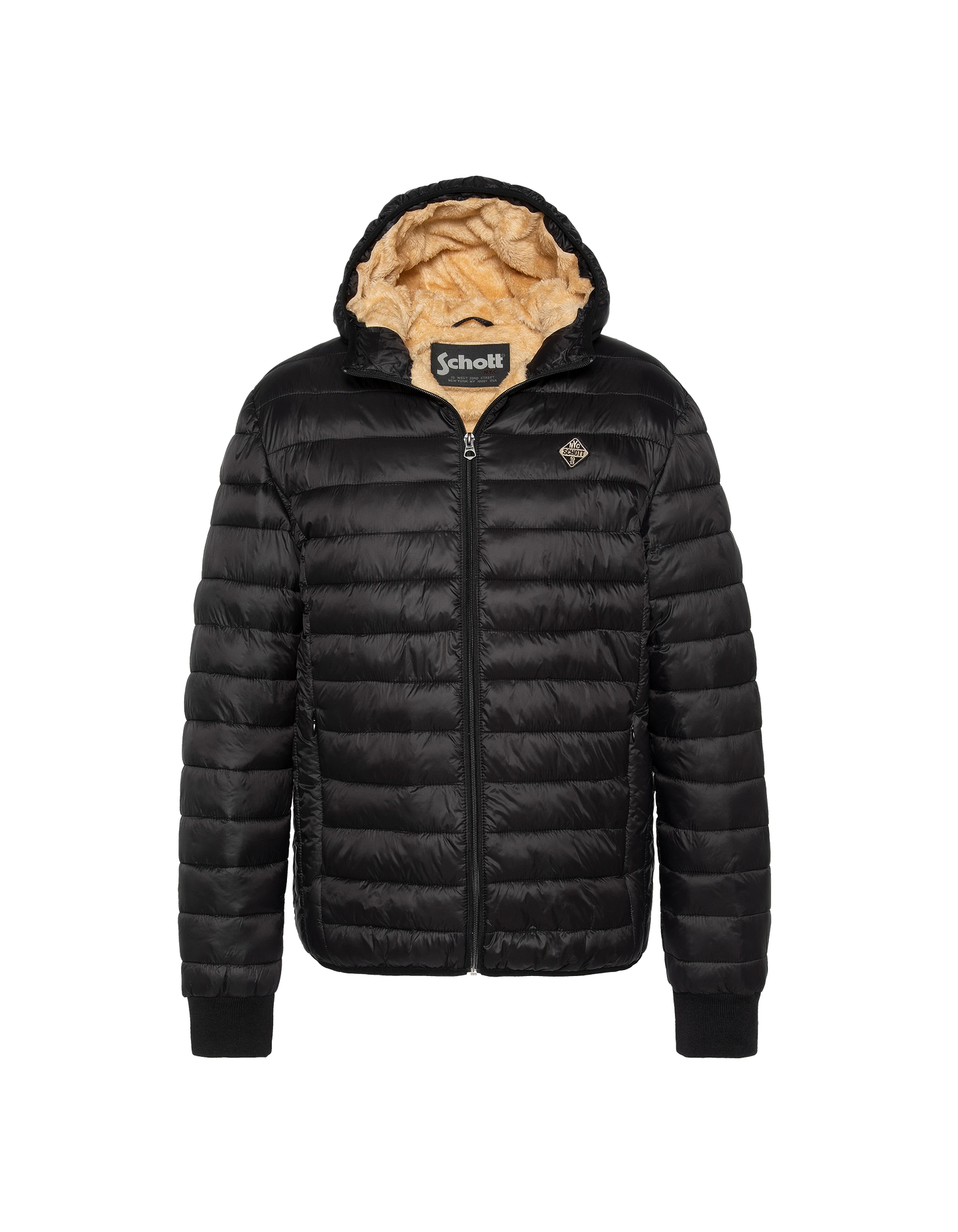 Giacca nera con bambini falsi pellicce con cappuccio foderato