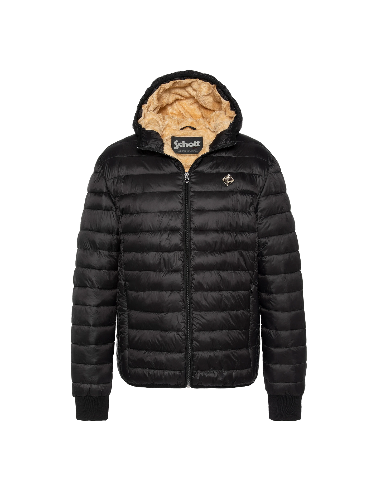 Doudoune noire à capuche doublée fausse fourrure enfant