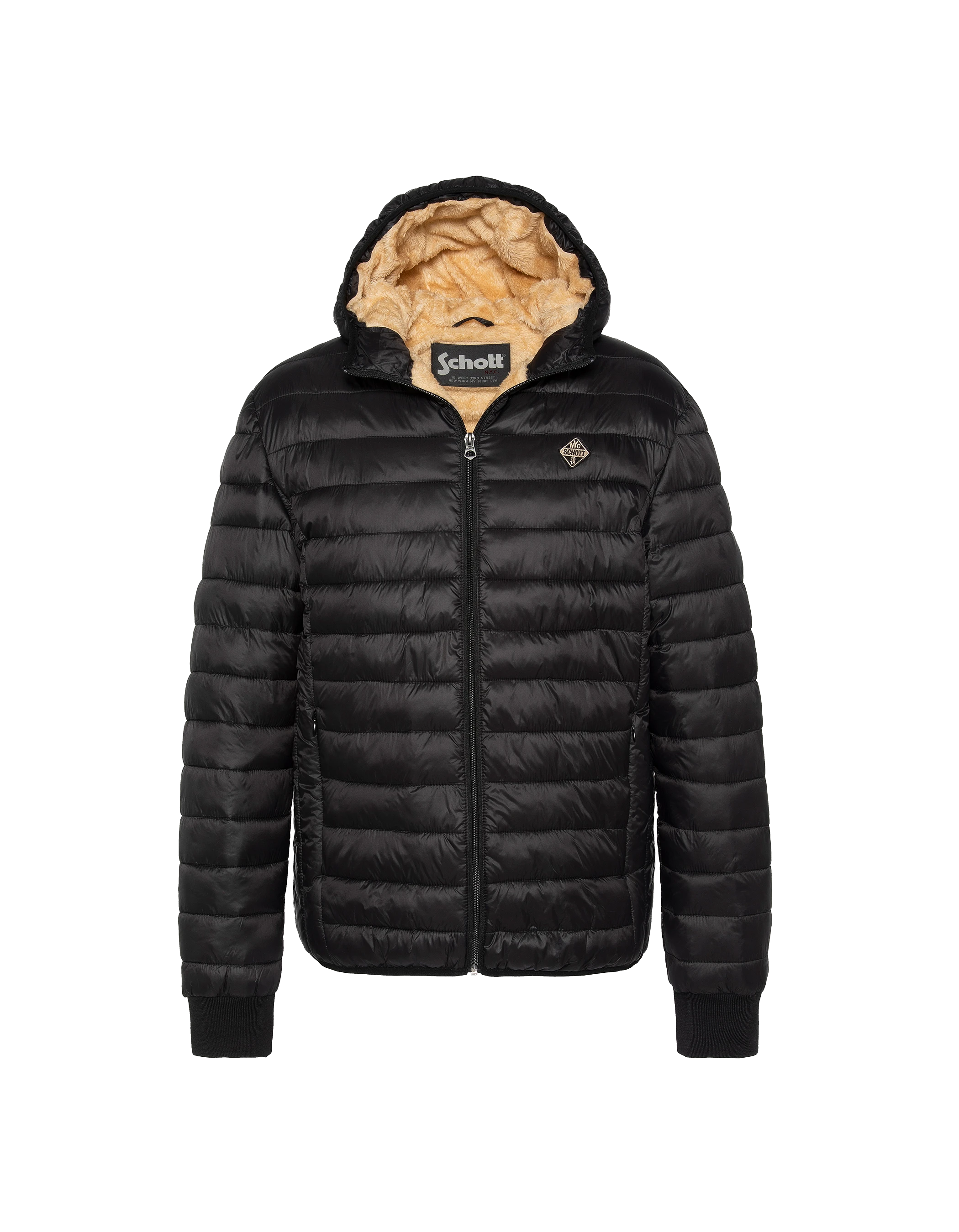 Doudoune noire à capuche doublée fausse fourrure enfant-2