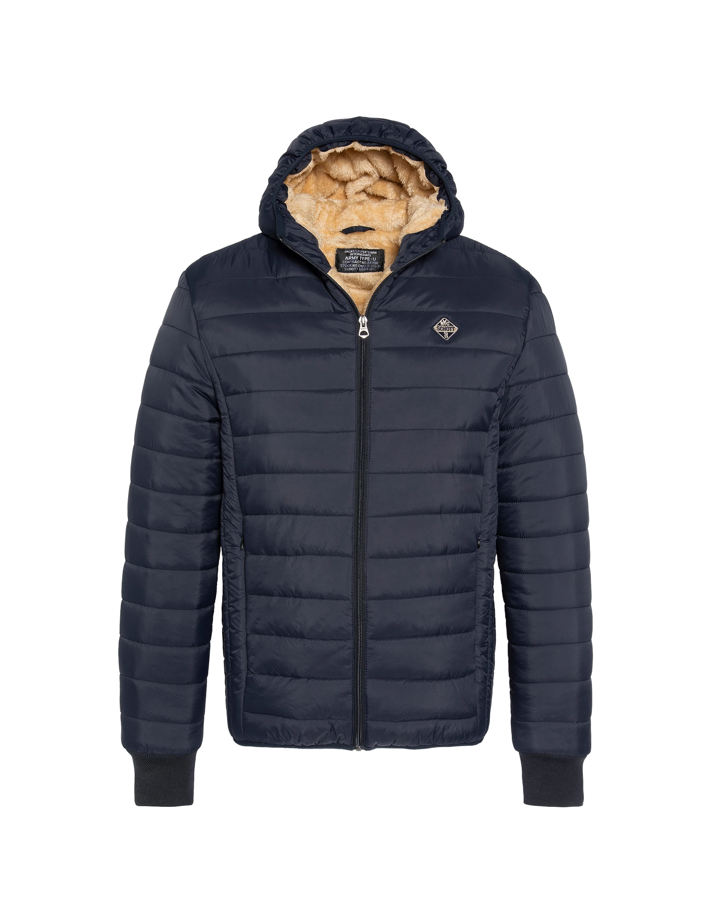 Giacca blu navy con doppia pelliccia doppia pelliccia