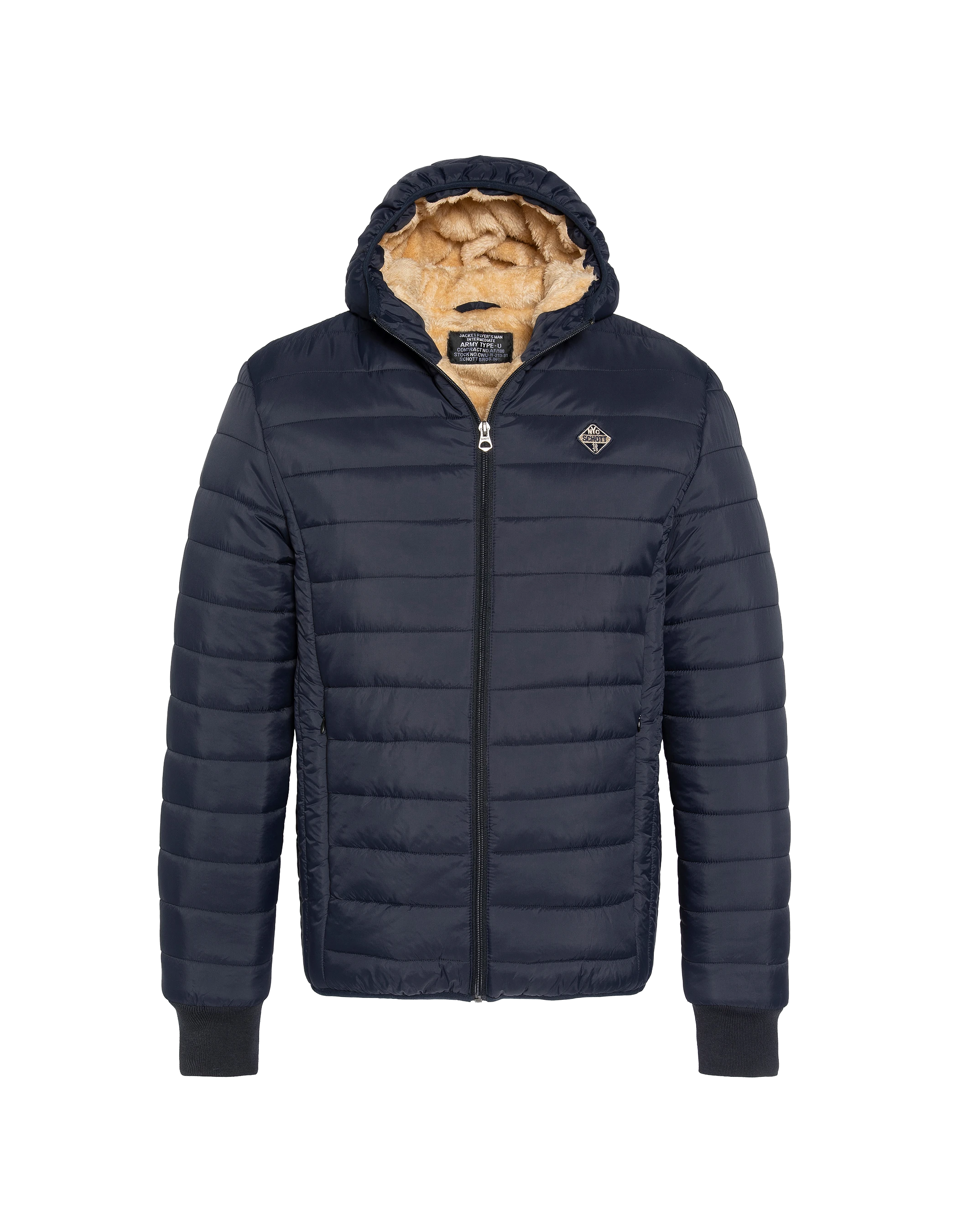 Giacca blu navy con doppia pelliccia doppia pelliccia-2