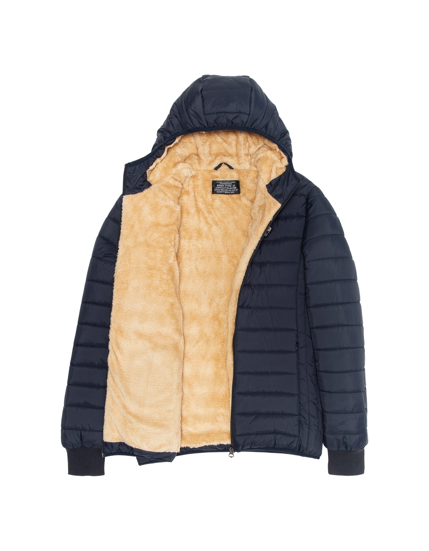 Giacca blu navy con doppia pelliccia doppia pelliccia