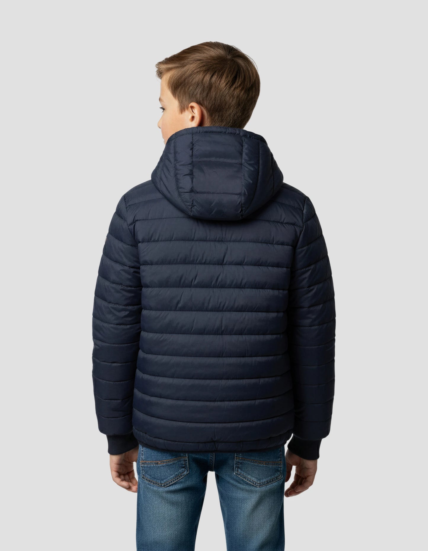 Giacca blu navy con doppia pelliccia doppia pelliccia