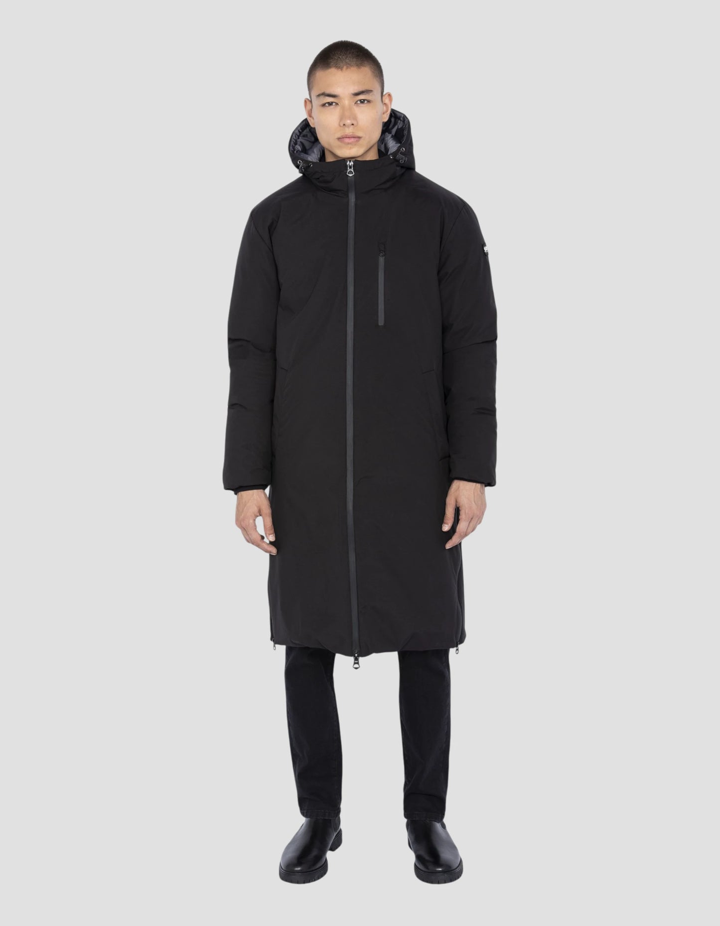 Parka nero extra lungo