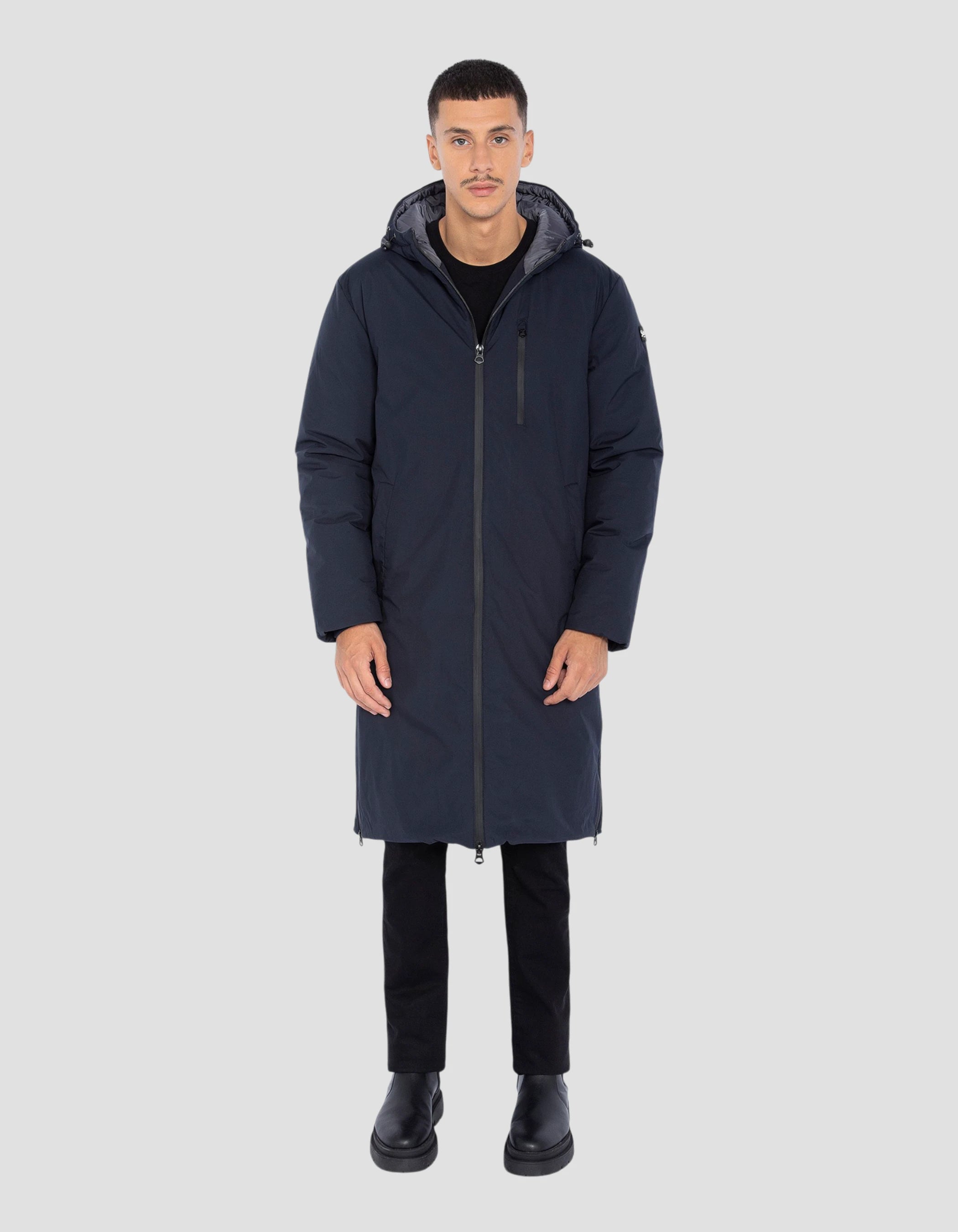Parka blu navy extra lungo-1