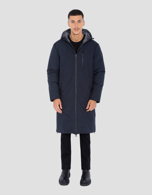 Extra long hooded black down jacket - 2190max | Schott NYC®