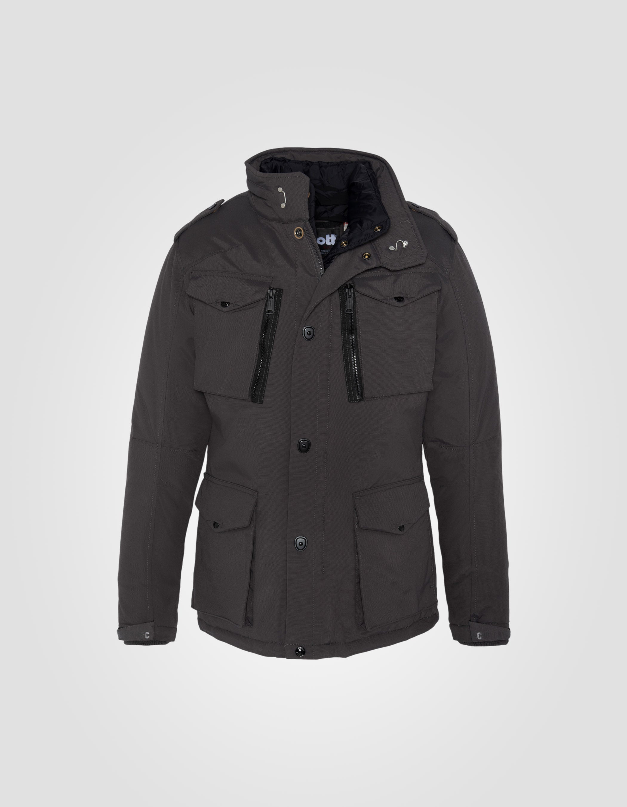 Multipoche Anthrazite Army Jacke, abnehmbares Plastron Feld