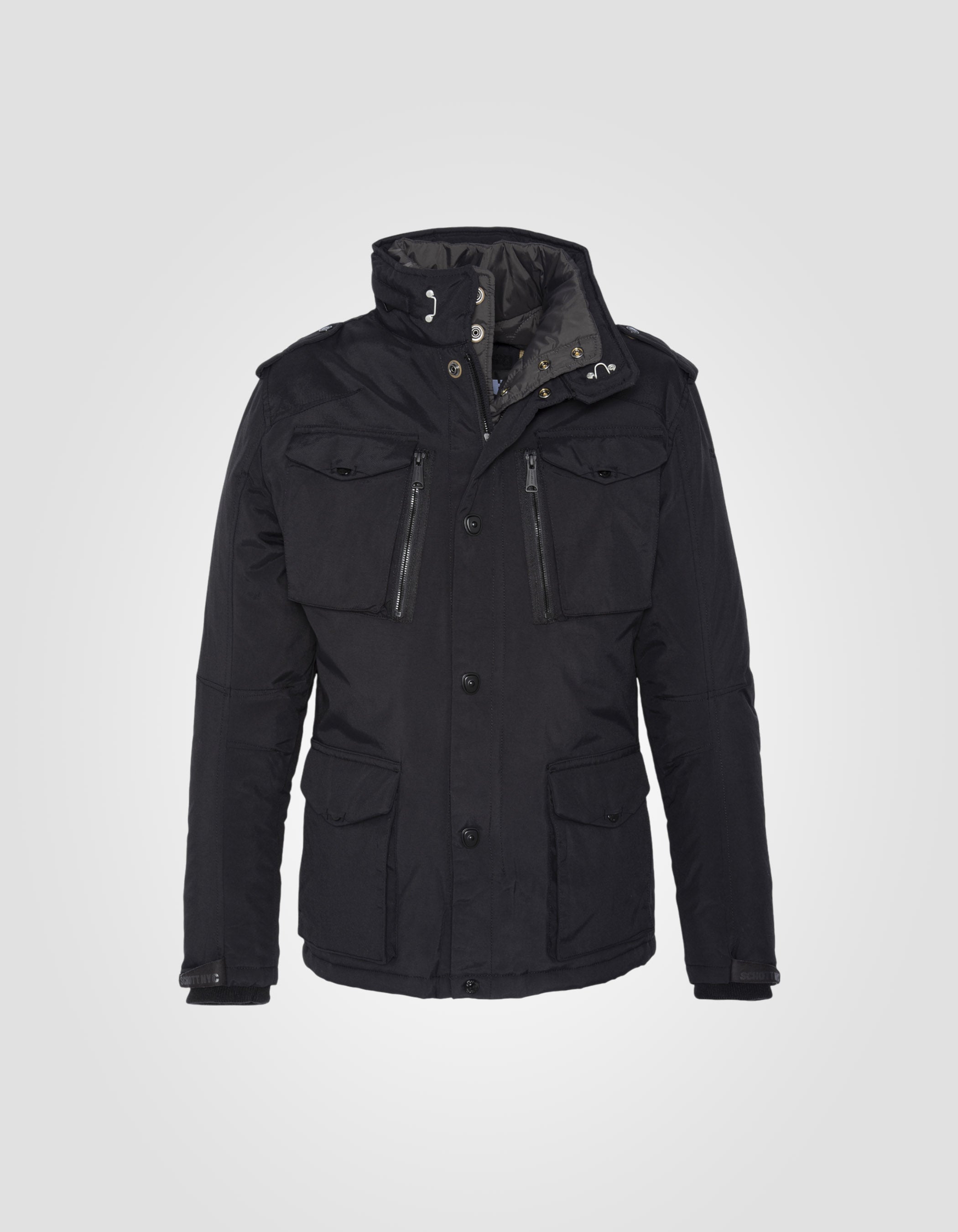 Multipoche black army jacket, removable plastron Field Schott NYC®