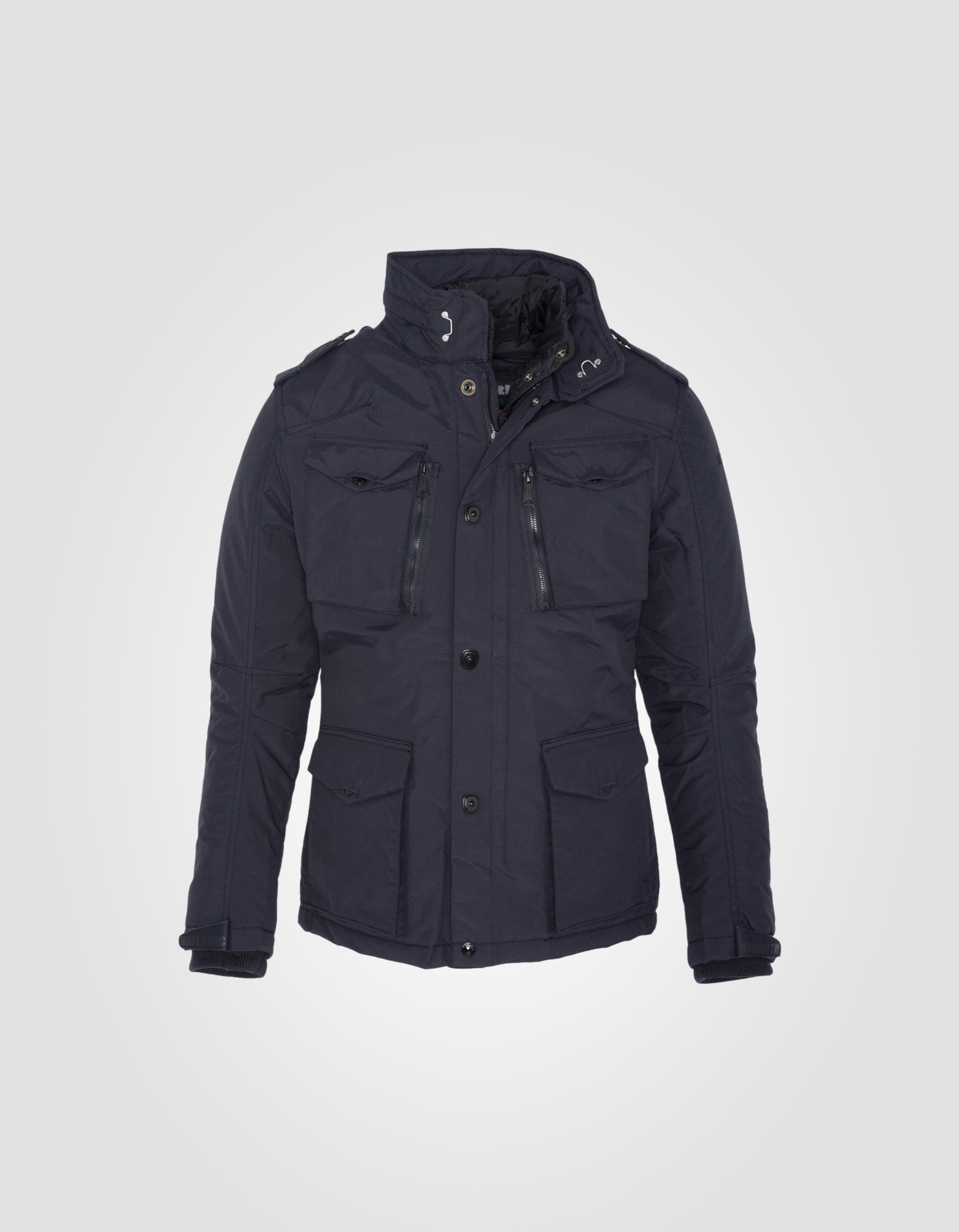 Multipoche navy blue army jacket, removable plastron field