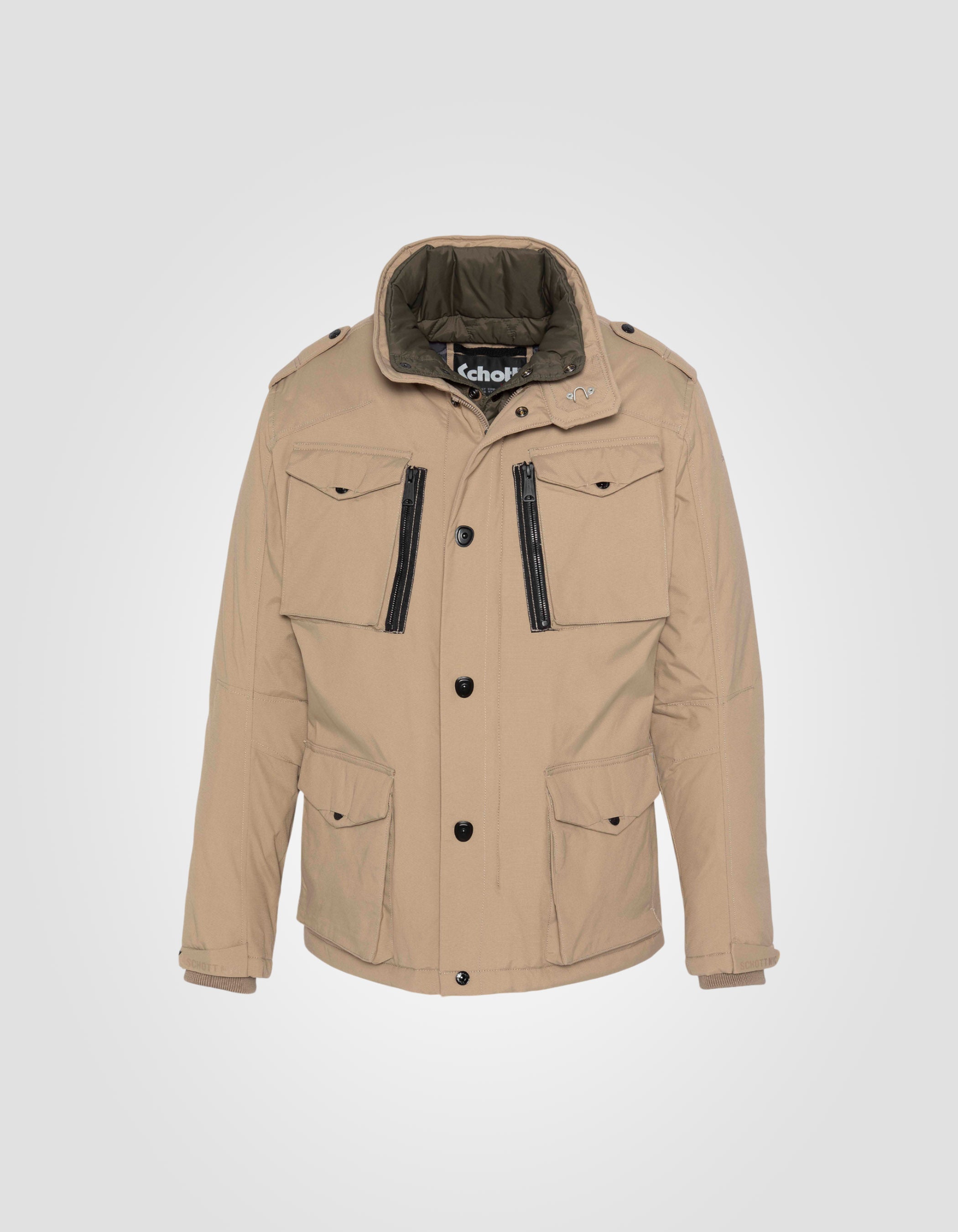 Giacca dell'esercito beige leggero multipoche, rimovibile, grandi dimensioni-1