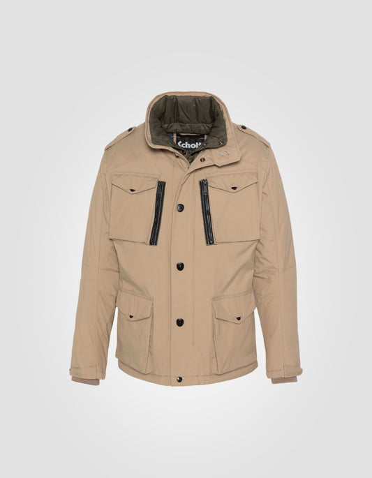 Multipoche leichte beige Armeejacke, abnehmbar, große Größe