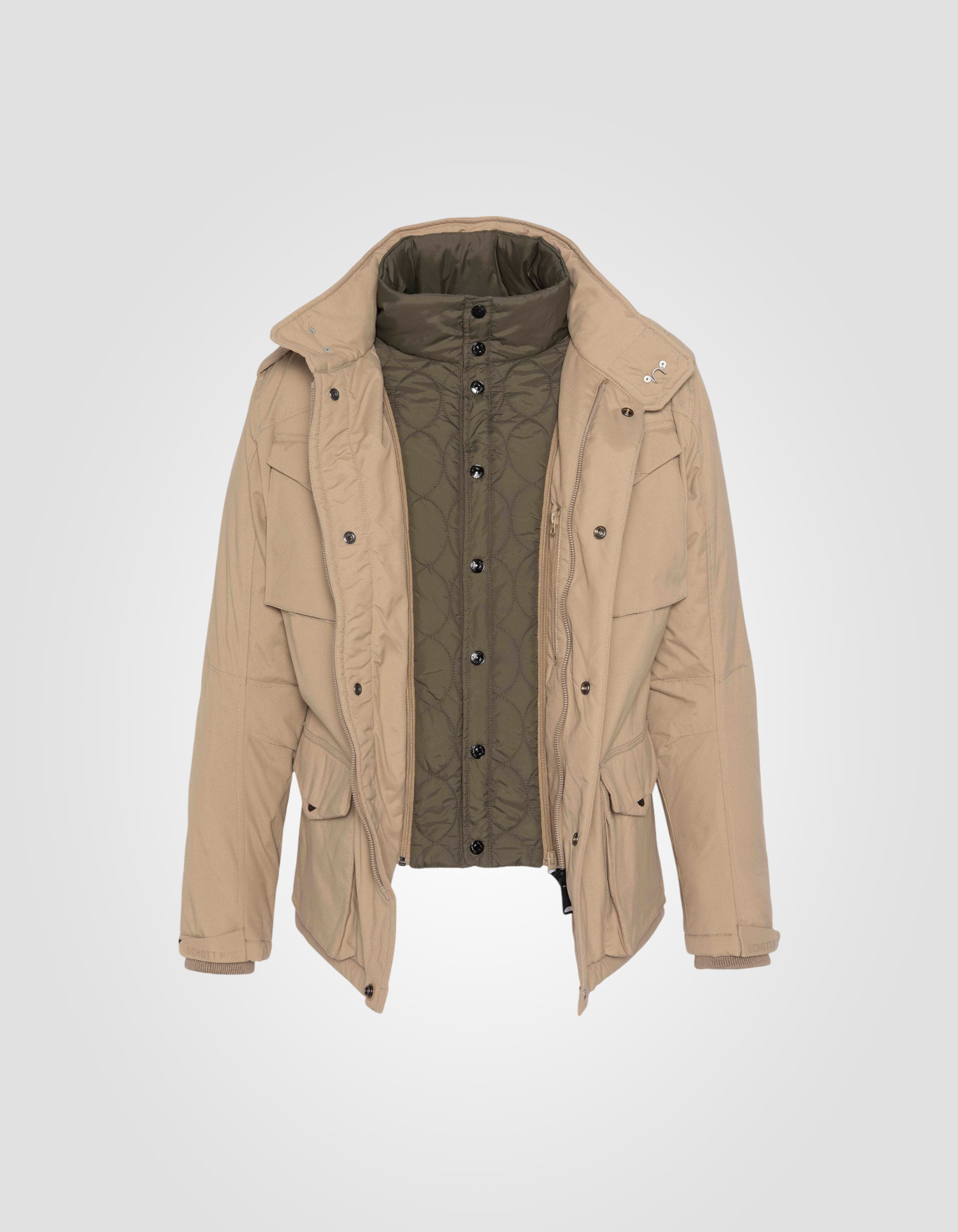 Multipoche light beige army jacket, removable, large size