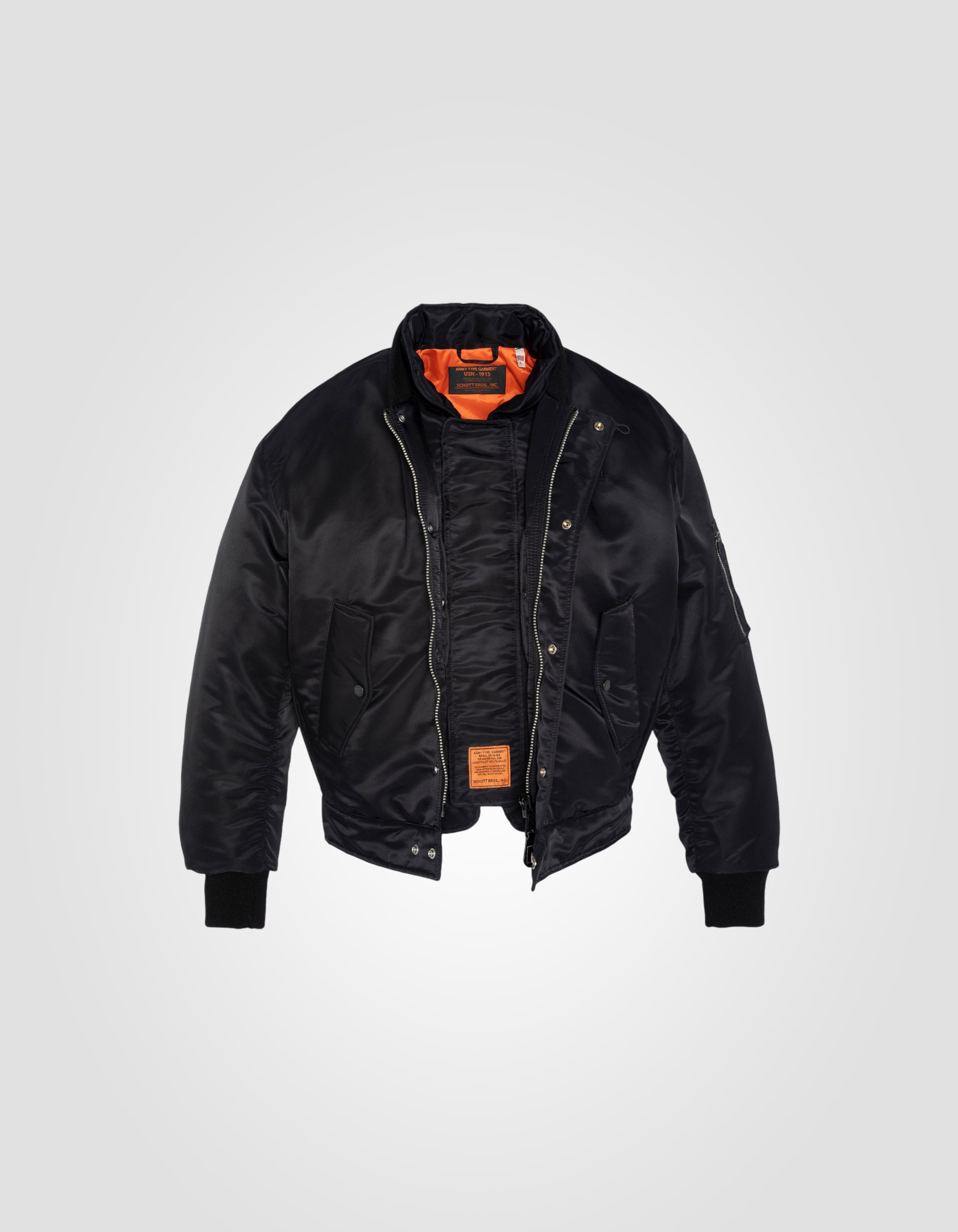 Bomber flyer 90's black, removable jacket, recycled nylon
