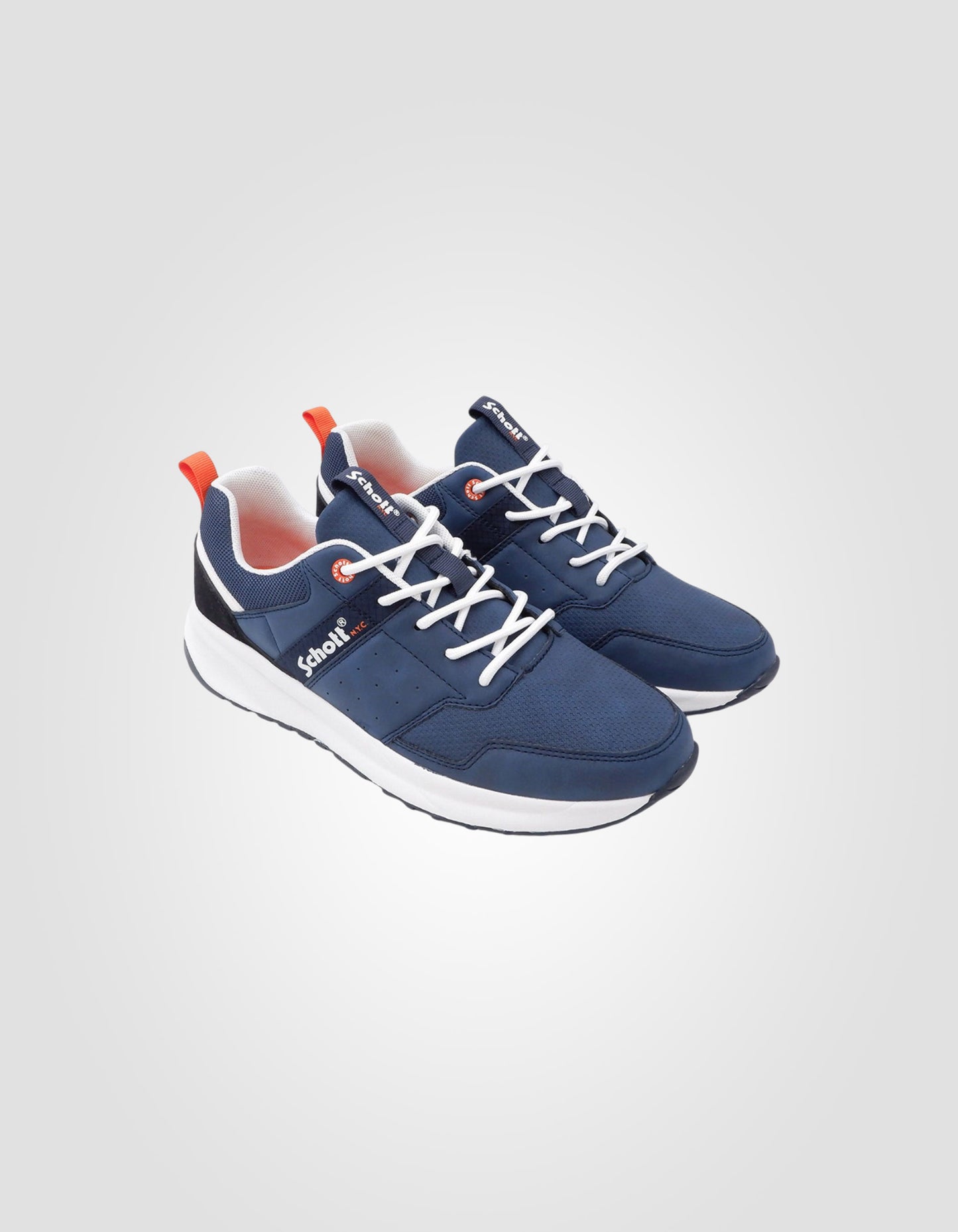 Navy blue sneakers with laces